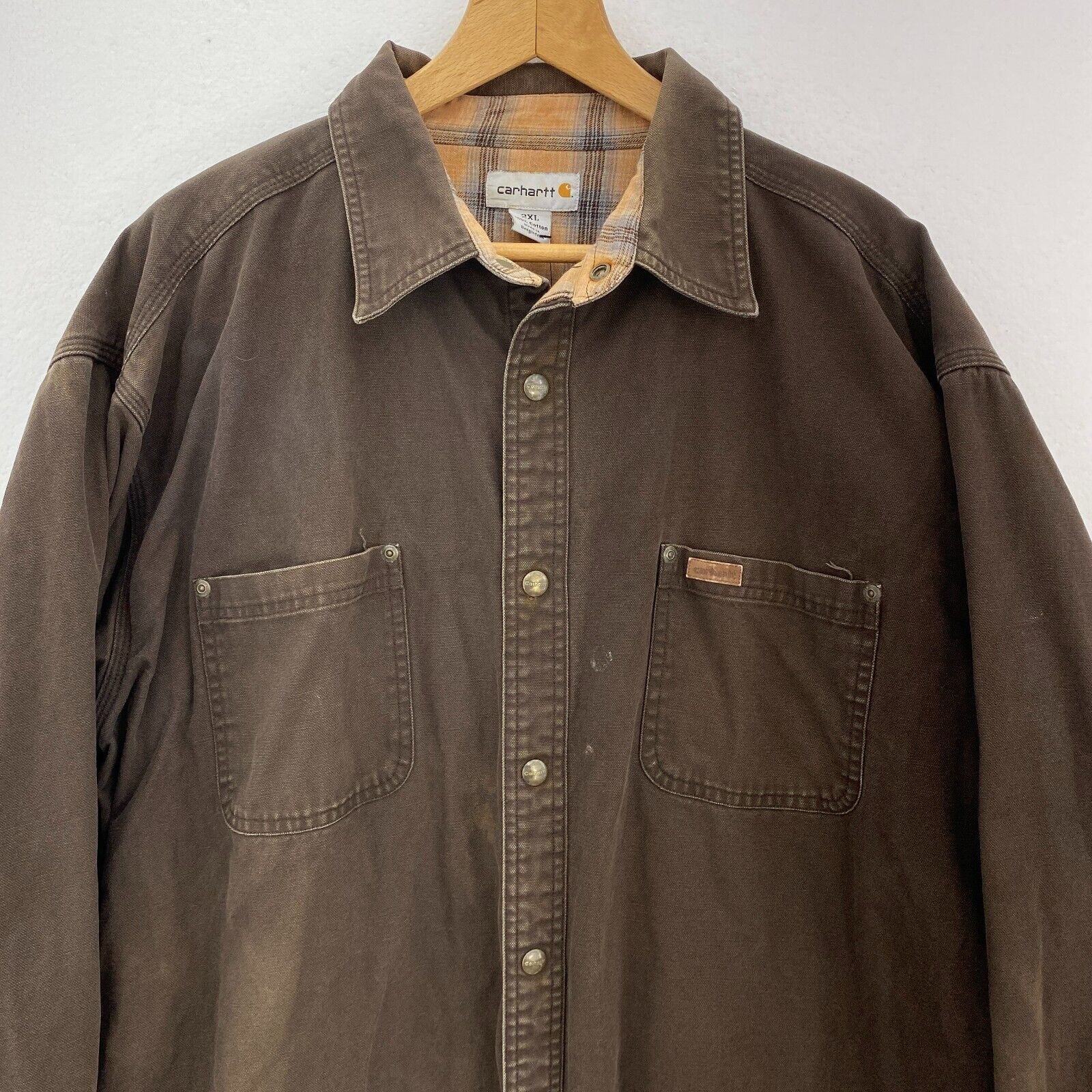 Carhartt Brown Workwear Buttoned Shirt Size XXL Front Pockets