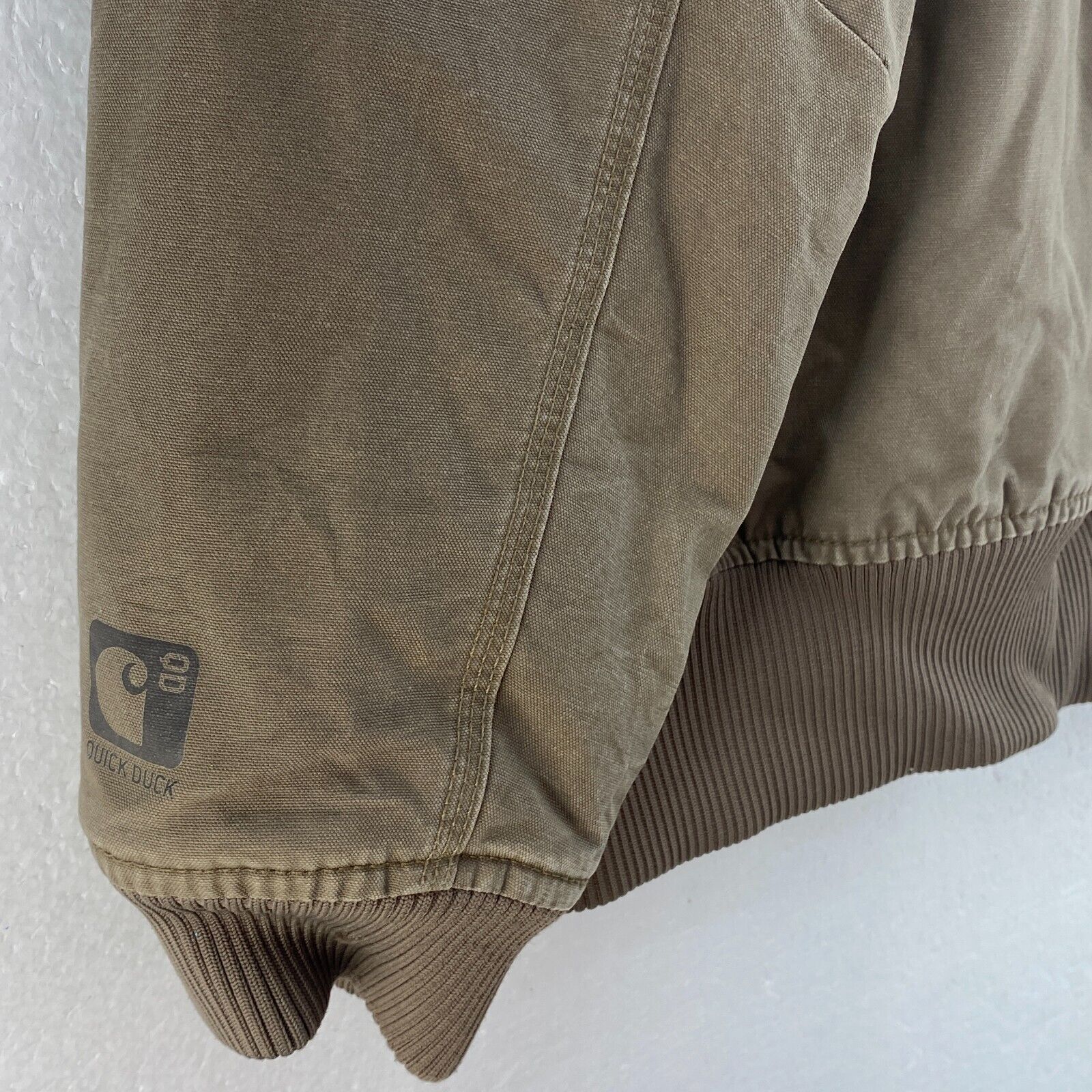 Vintage Carhartt Full Zip Beige Hooded Canvas Jacket Size L