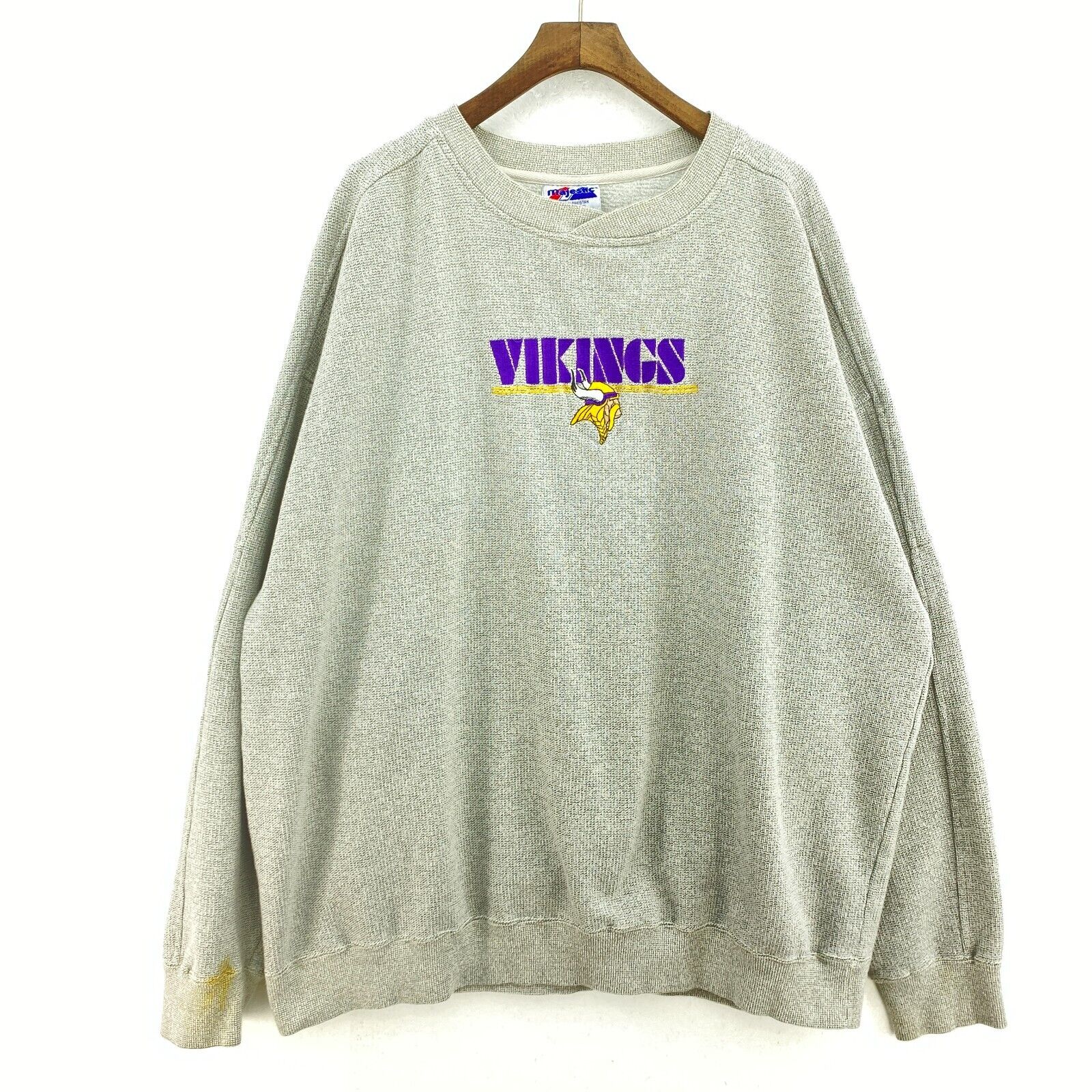 Minnesota Vikings Logo Embroidered Sweatshirt Size XXL Gray Crewneck NFL
