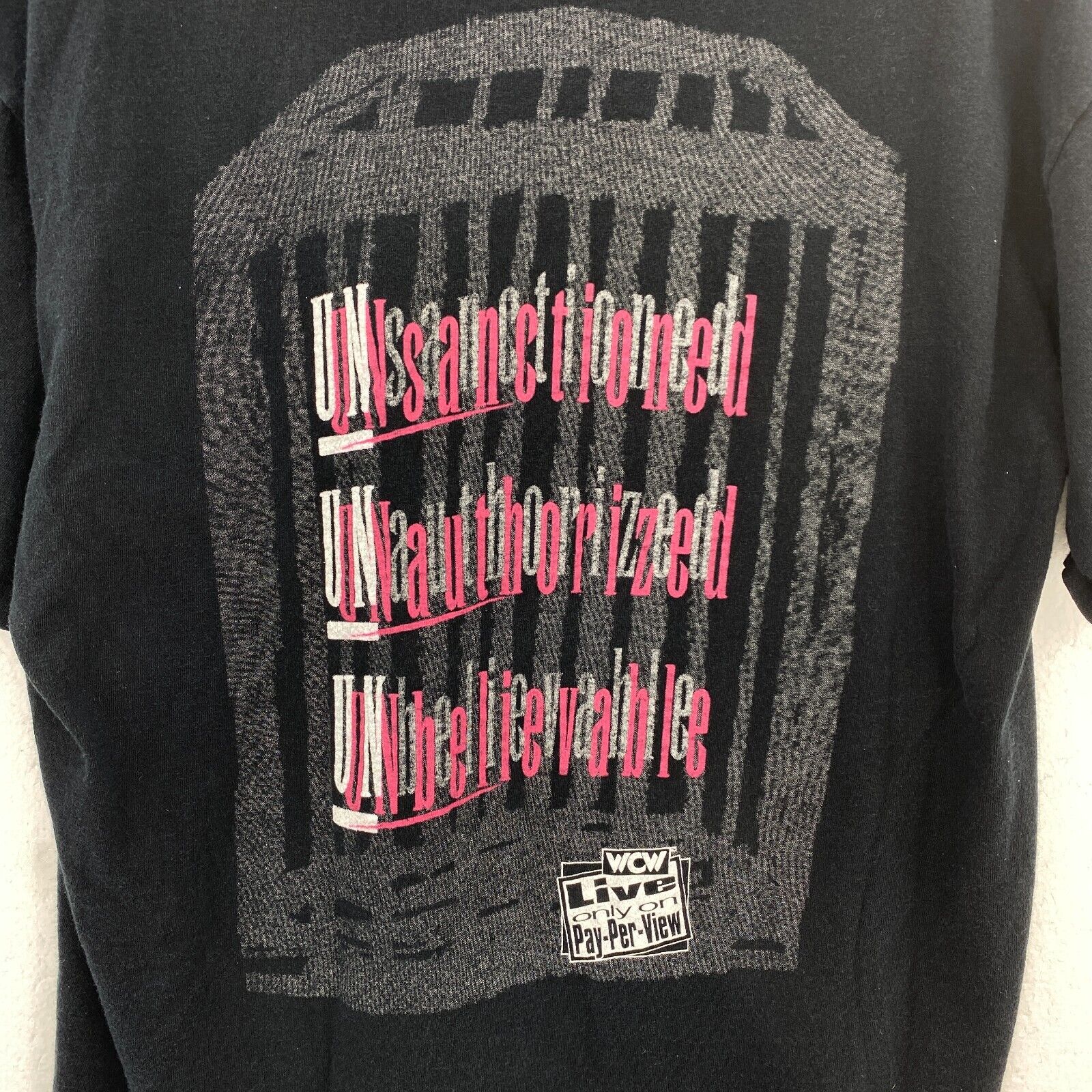 WCW World Champion Wrestling Tupelo Coliseum March 24 1996 Black T-shirt Size XL