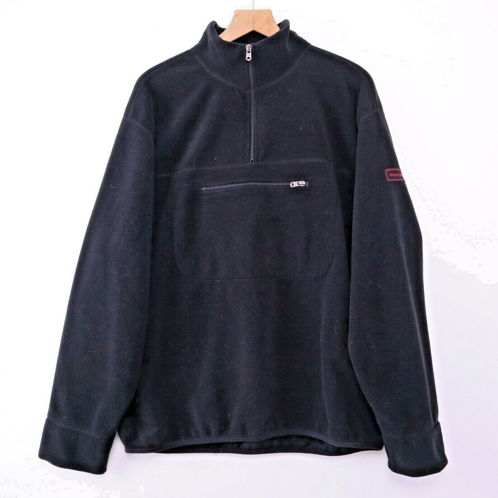 Polo Sport Quarter Zip Fleece Pullover Size XL Black