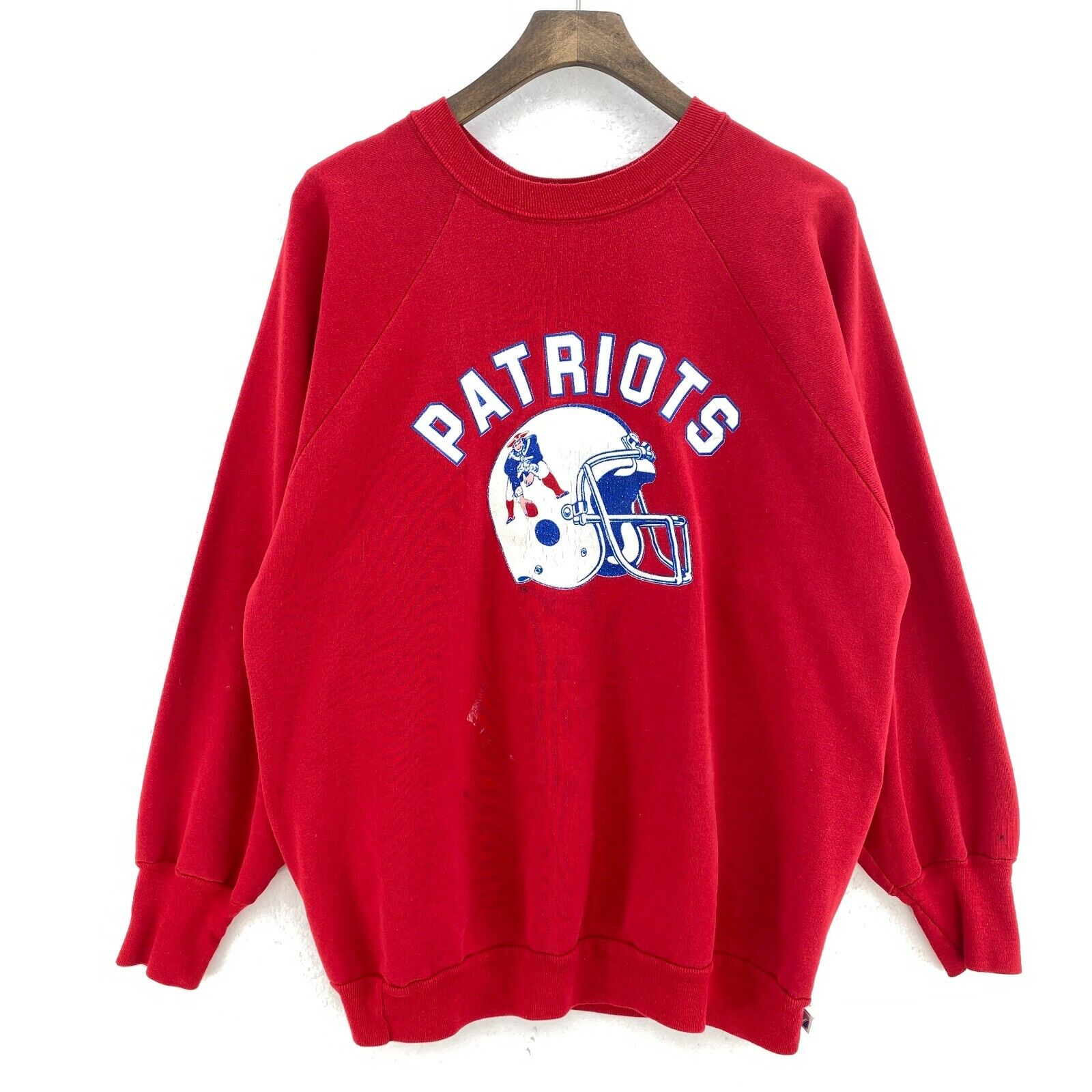 Vintage Logo 7 New England Patriots NFL Red Sweatshirt Size XL