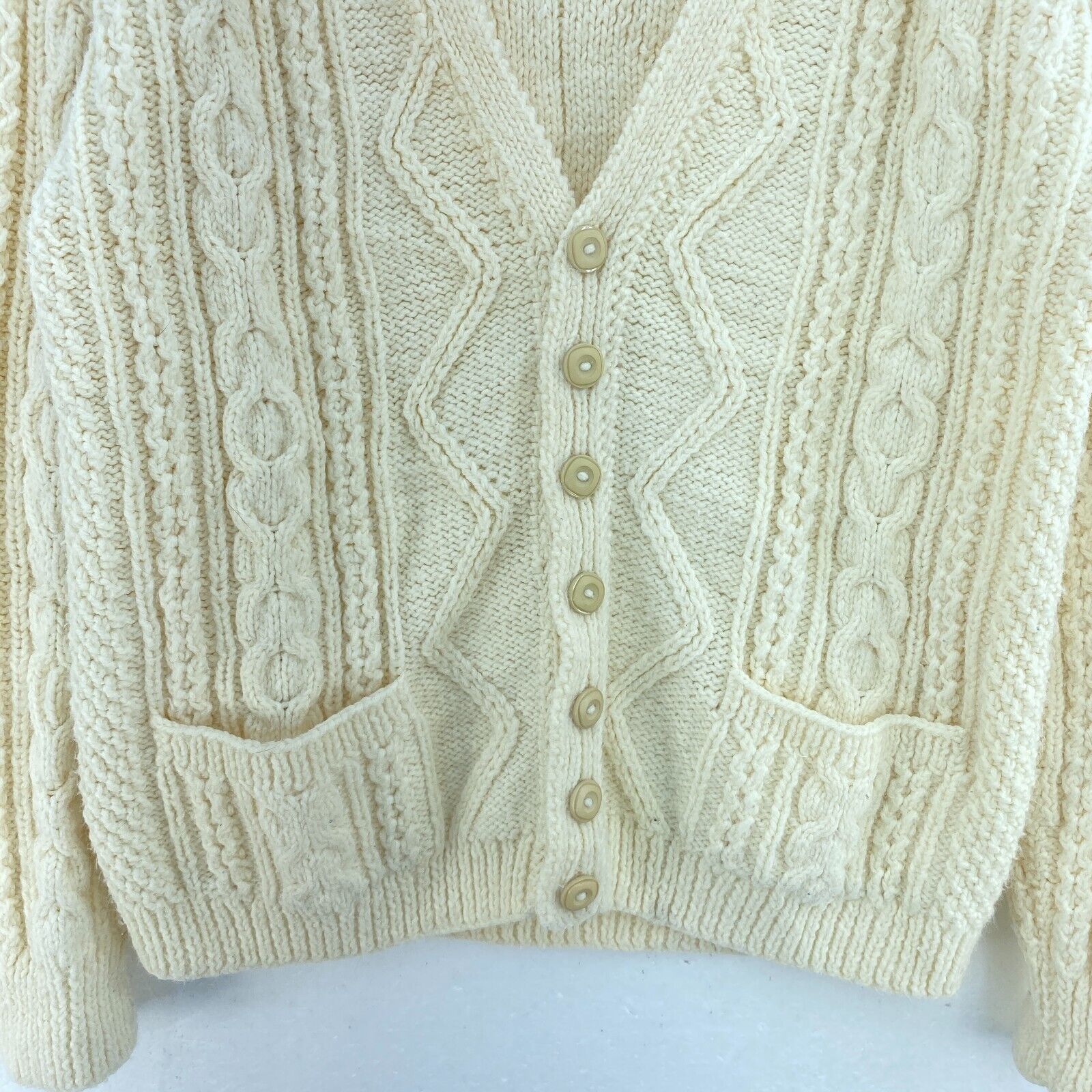 Vintage Sweater Knit 3D Size L Beige Women's