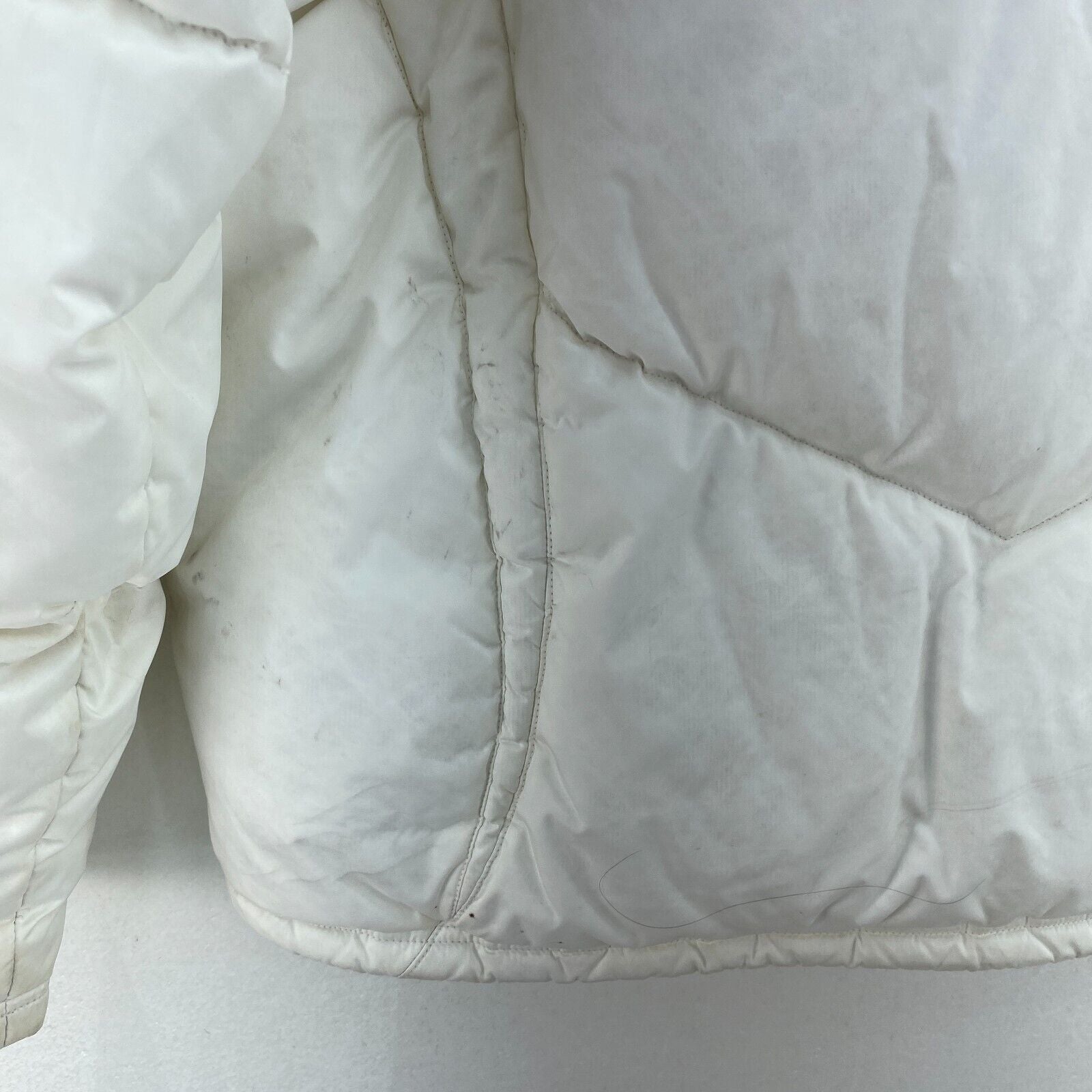 Nike Embroidered Logo Down Fill White Full Zip Puffer Jacket Size L Womens