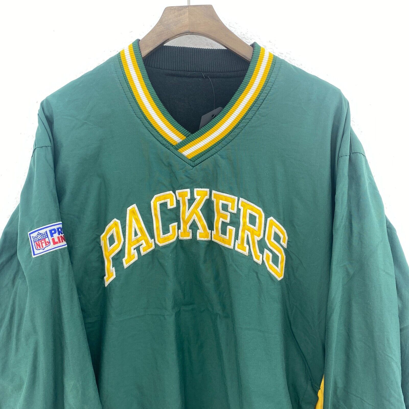 Green Bay Packers V Neck Starter Insulate Light Jacket Pullover Size M Green NFL