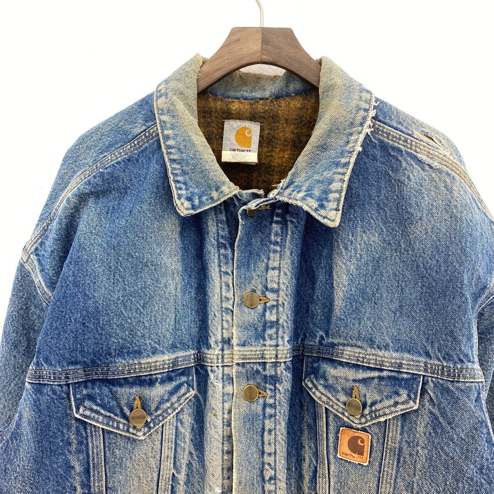 Carhartt Workwear Lined Denim Jacket Size XL Button Up