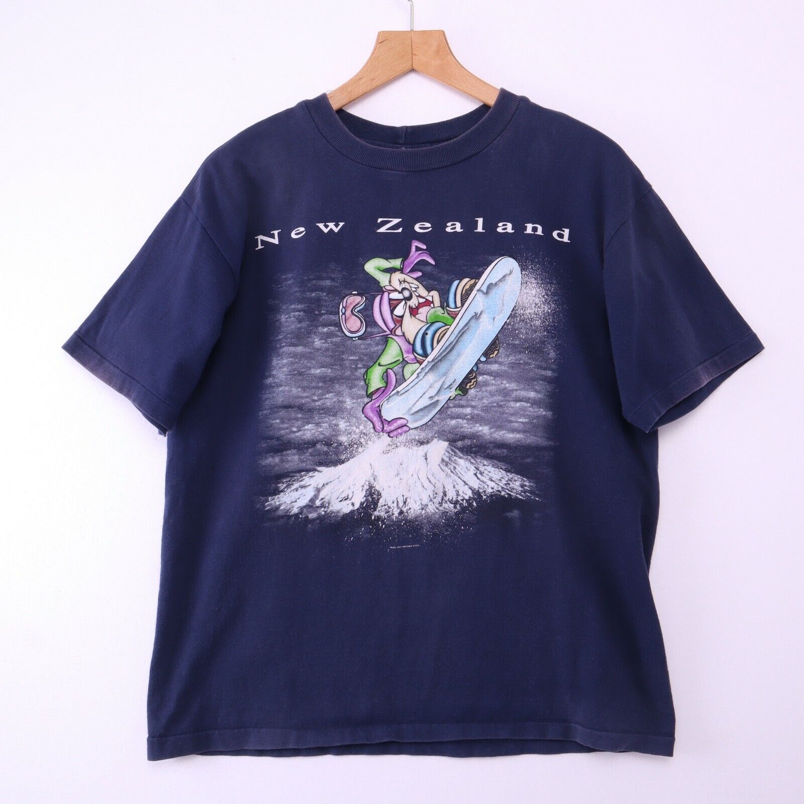 Tasmanian Devil Surfing New Zealand Blue T-shirt Size M Single Stitch 1987