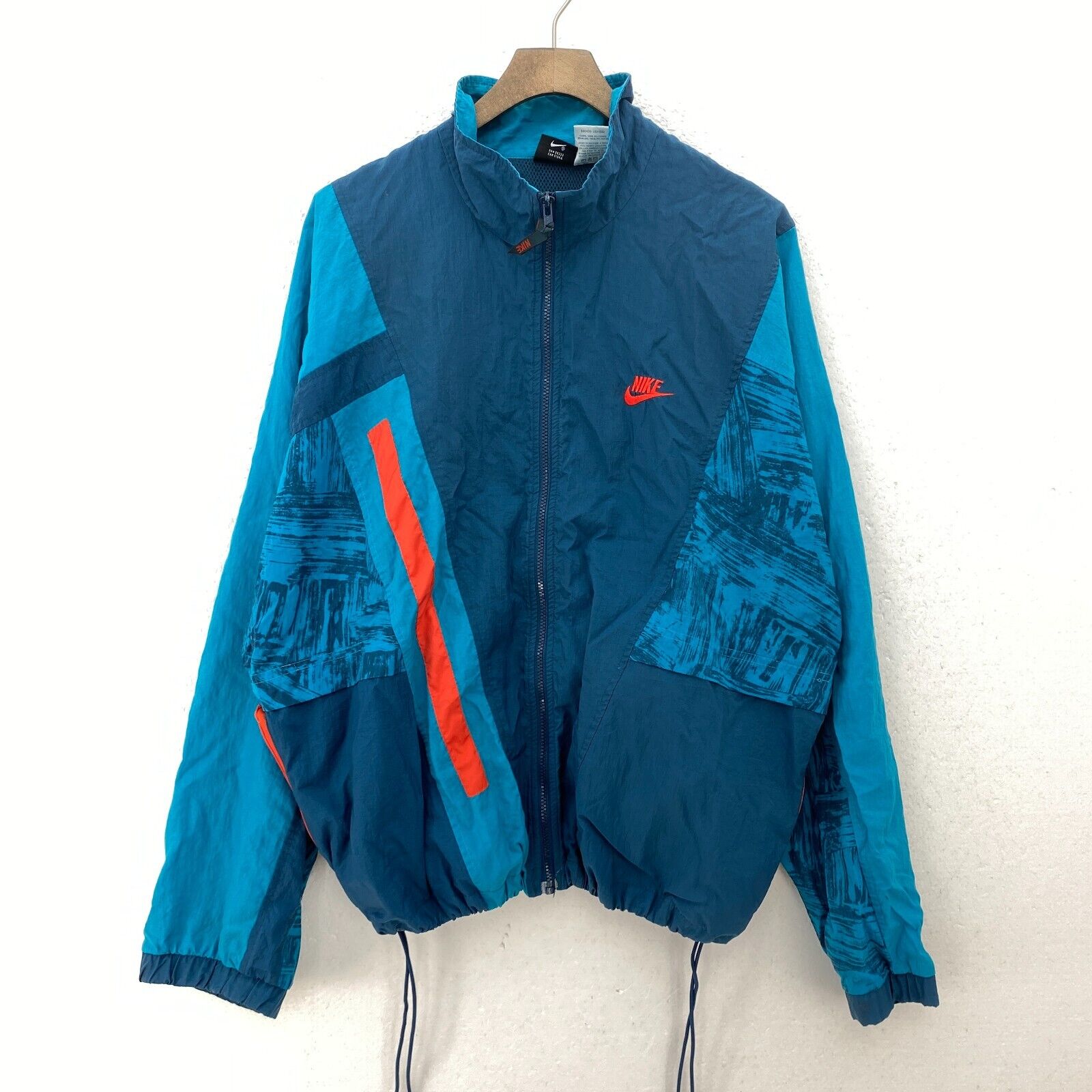 Vintage Nike Logo Full Zip Teal Blue Windbreaker Jacket Size M