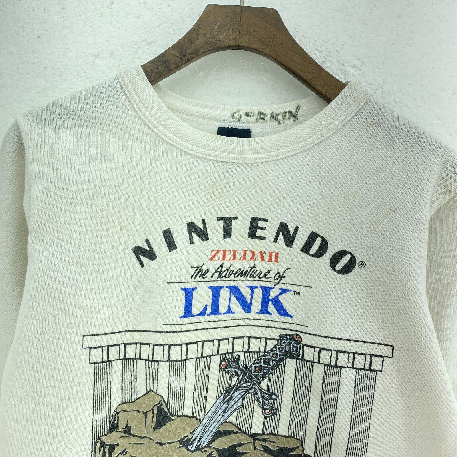 Nintendo The Adventure Of Link 1988 White Sweatshirt Size M Kids