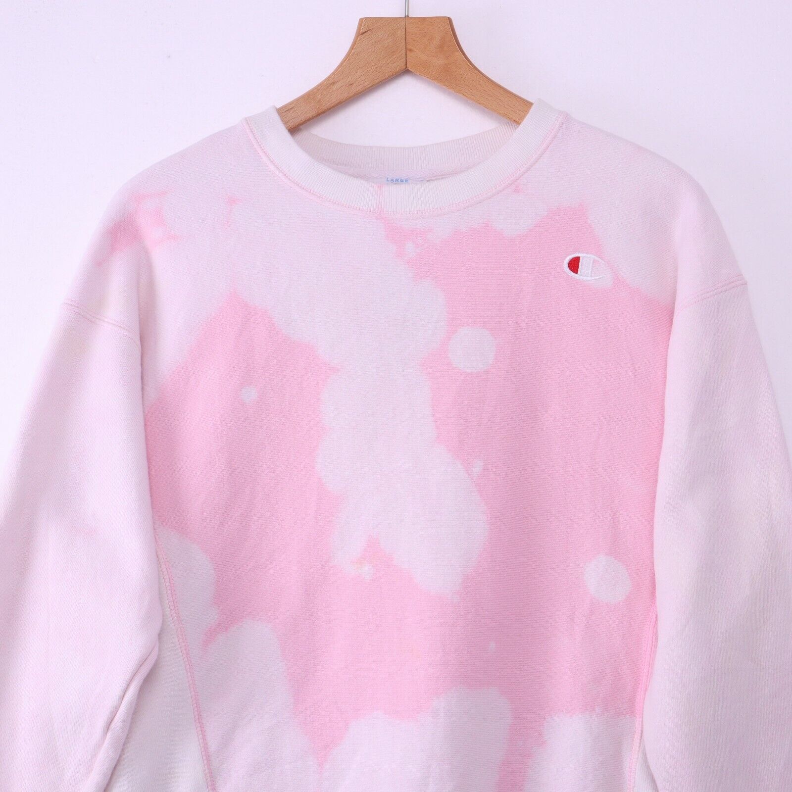 Champion Reverse Weave Vintage Tie Dye Pink Sweatshirt Size Large