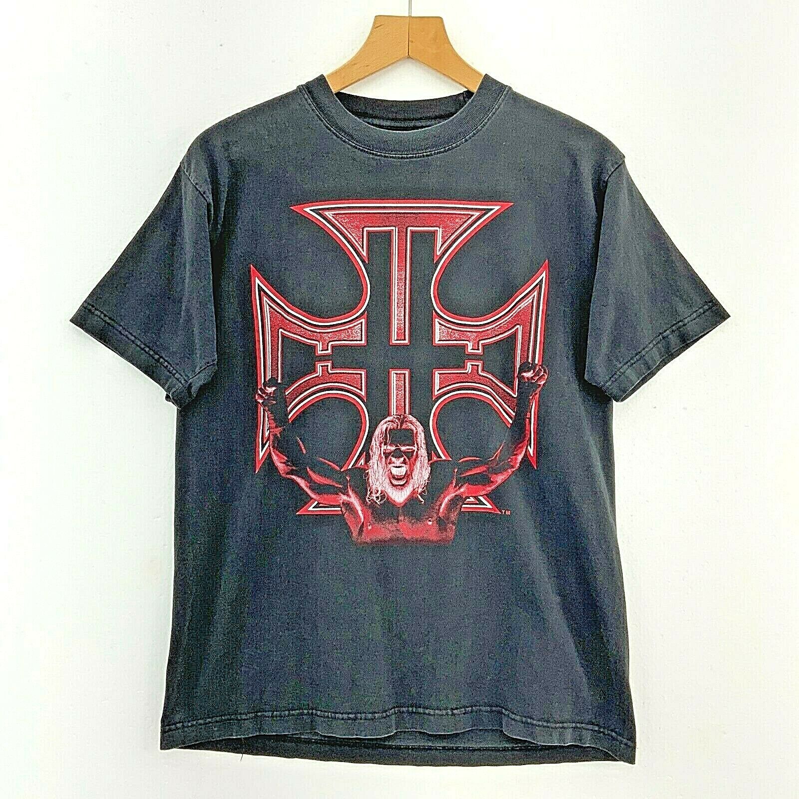 2002 Screw The Rules Cross Logo Play The Game Black T-shirt Size M WWE