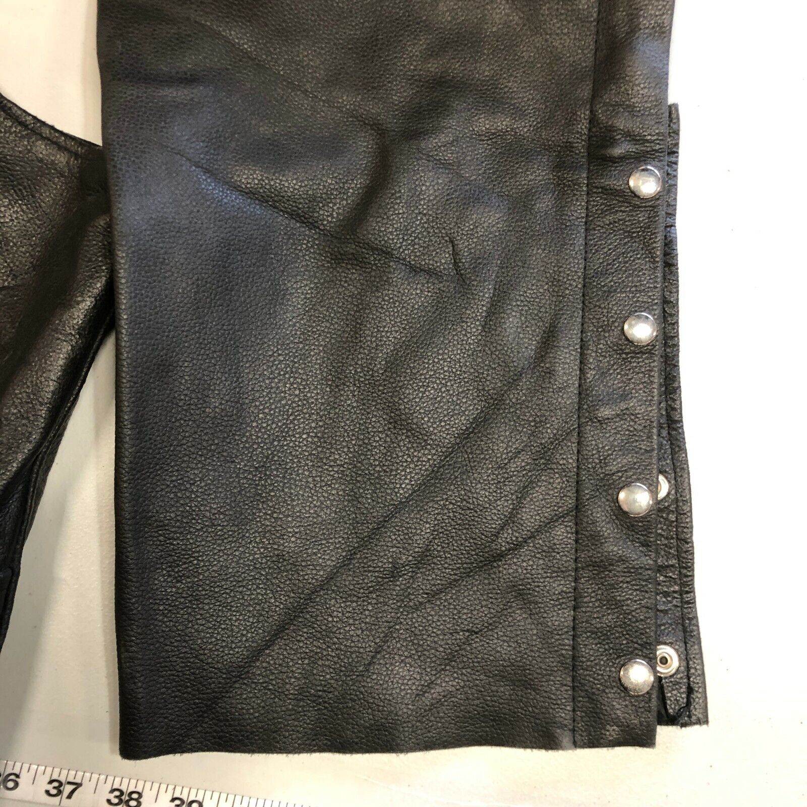 Motorcycle Chaps Leather Black Size L Riding Biker 90s