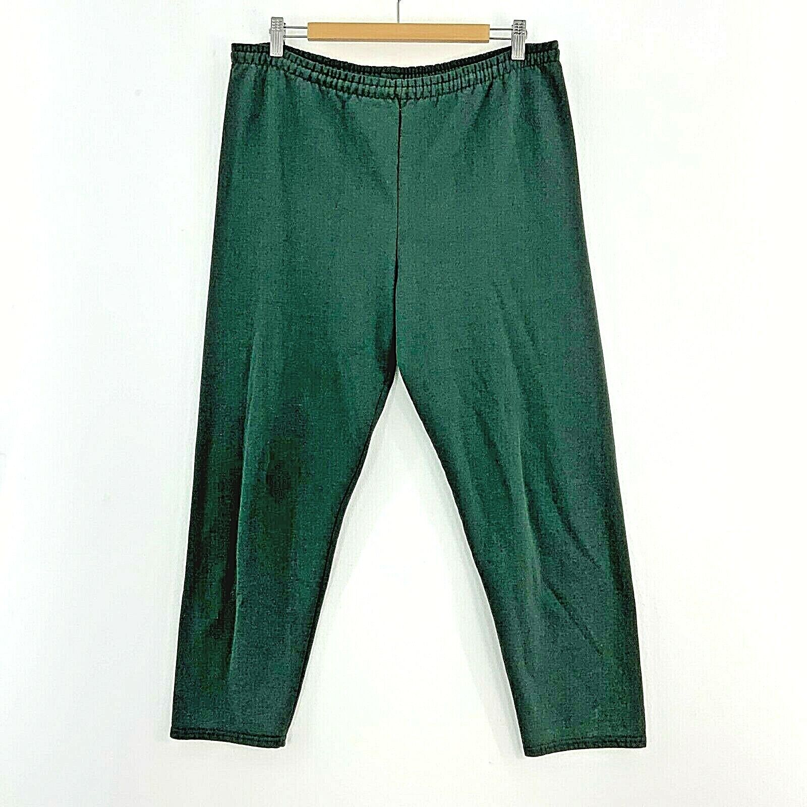 Green Sweatpant Activewear Fleece Lined Tapered Leg Size M 90s