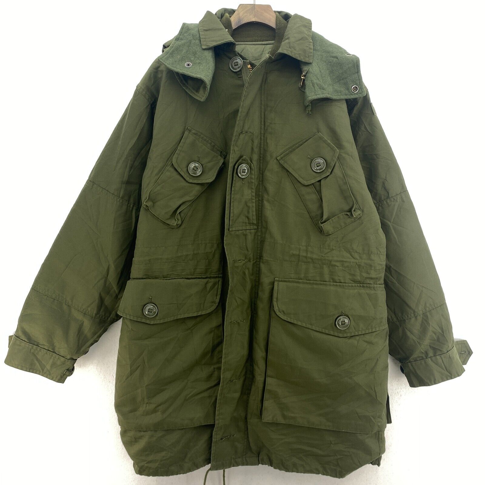 Military 3 In 1 Full Zip 1892 Plain Army Green Hooded Parka Jacket Size S