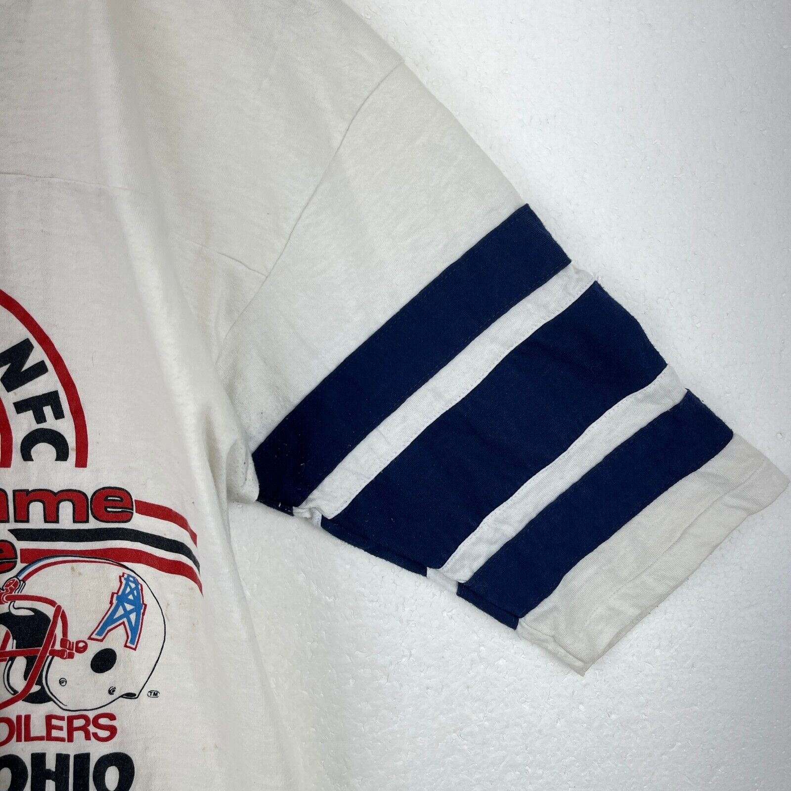 Vintage Hall Of Fame Giants NFL Oilers White T-shirt Size L