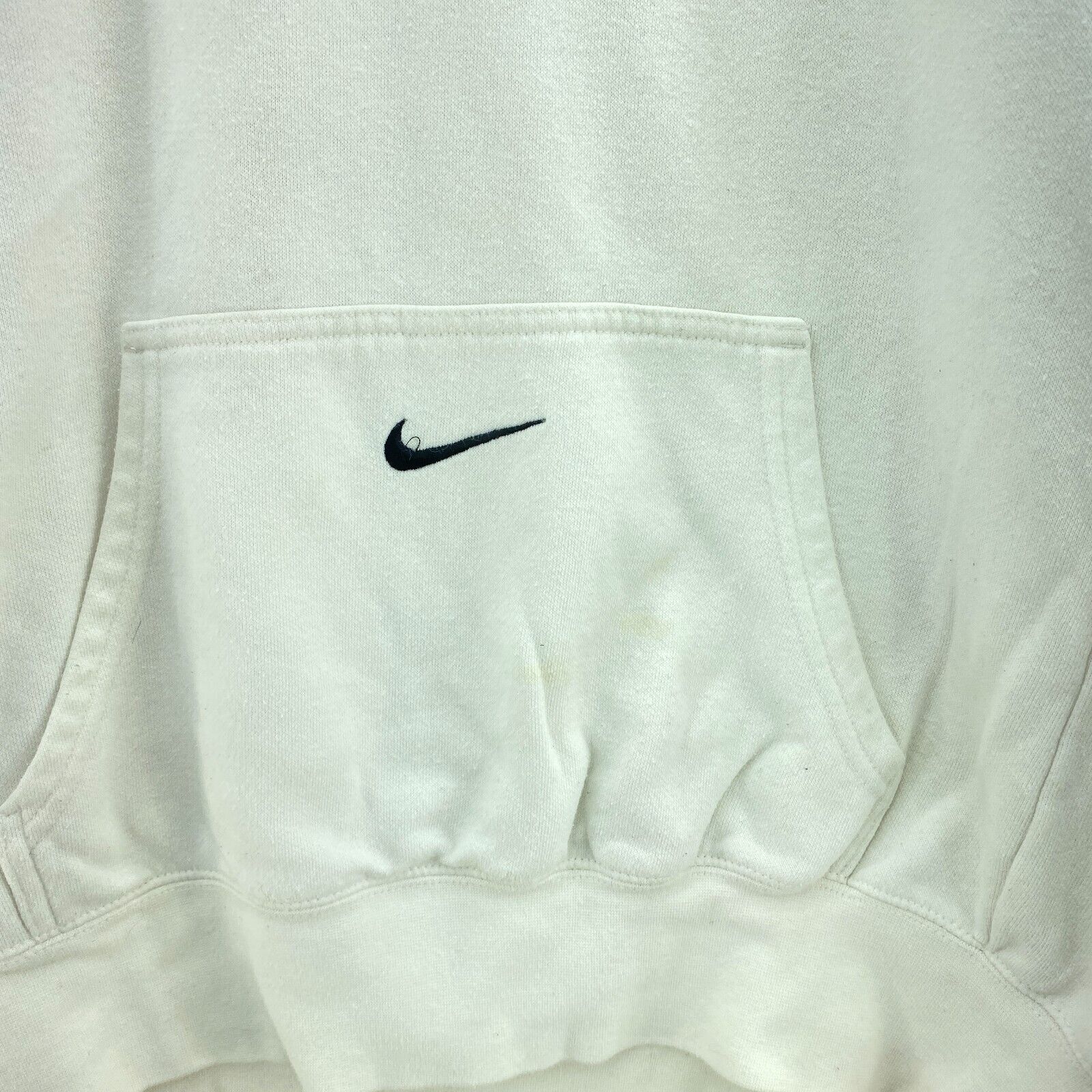 Nike Logo Embroidered White Hoodie Size L