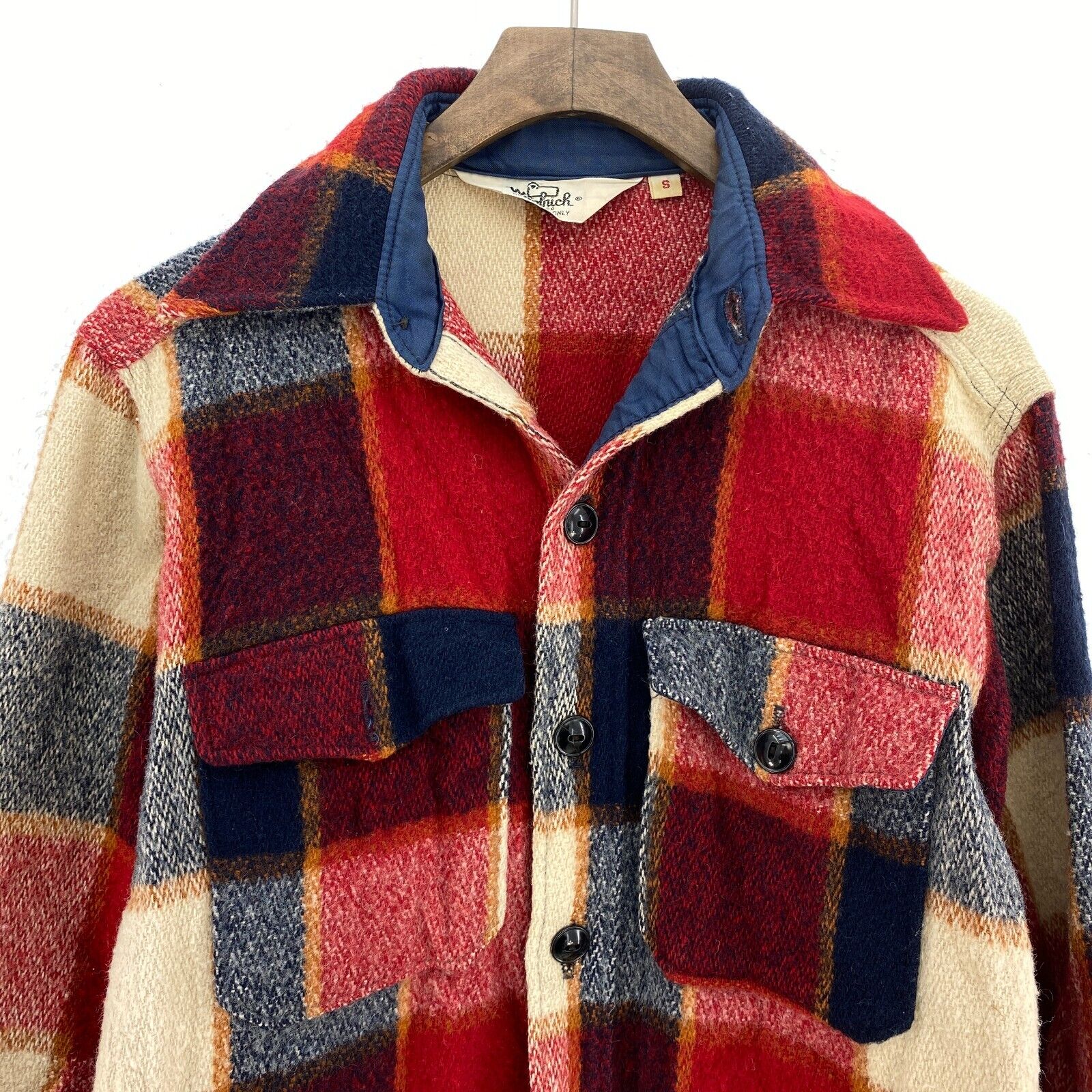 Vintage Woolrich Button Up Red Checked Double Pocket Flannel Shirt Size S