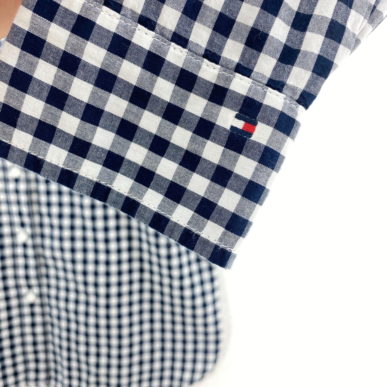 Tommy Hilfiger Navy Blue Gingham Button Down Shirt NWT