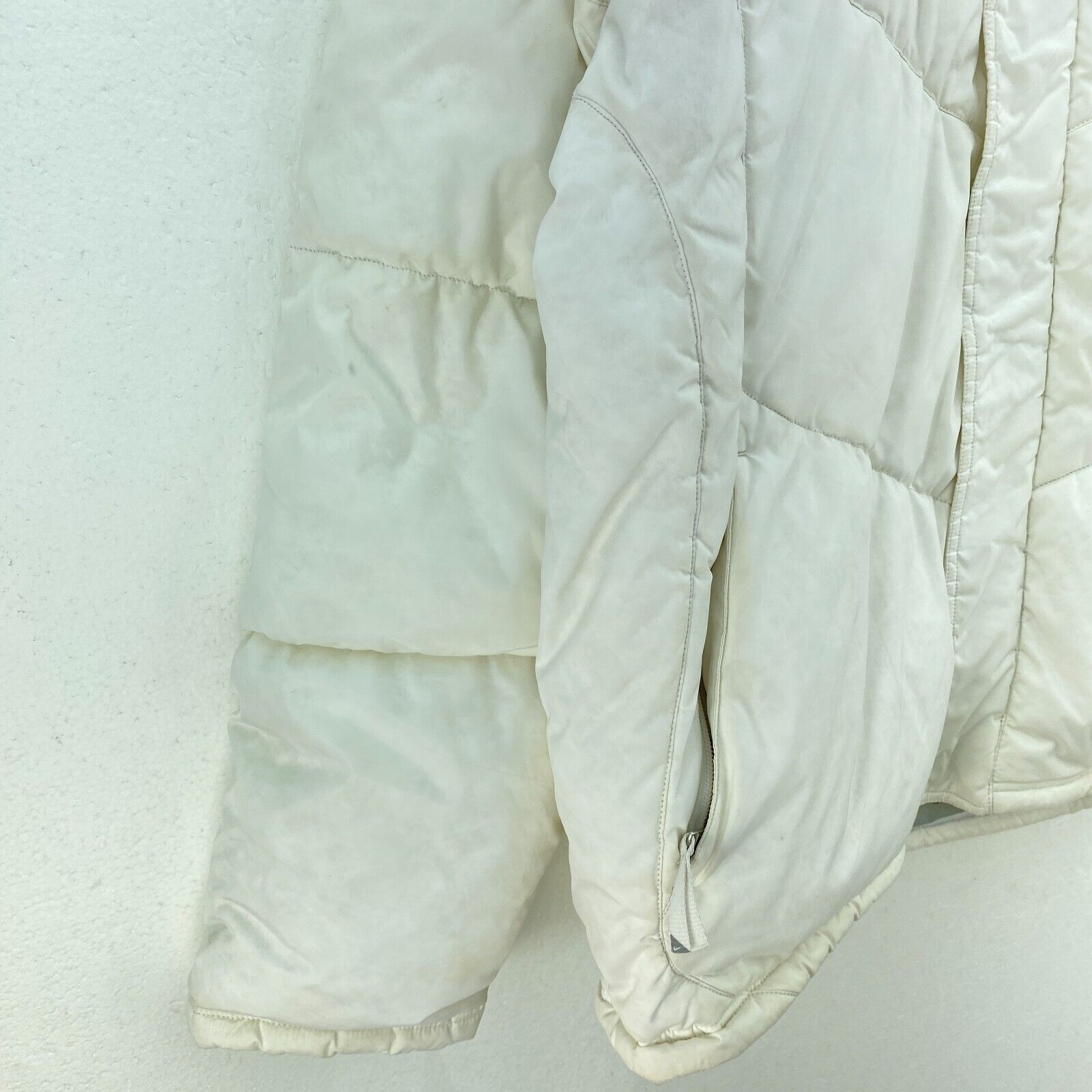 Nike Embroidered Logo Down Fill White Full Zip Puffer Jacket Size L Womens