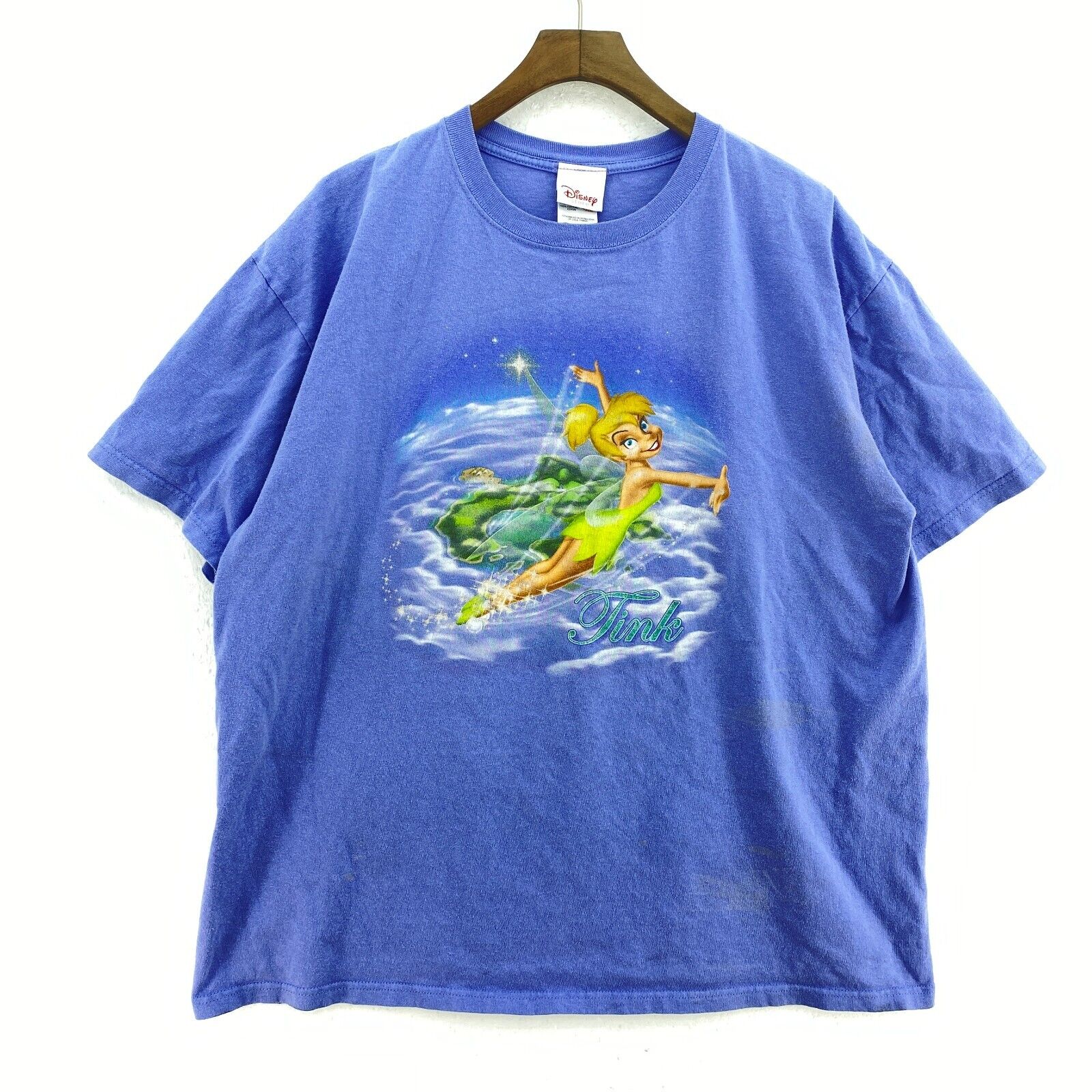 Vintage Disney Tinkerbell Graphic Print Purple T-shirt Size XL