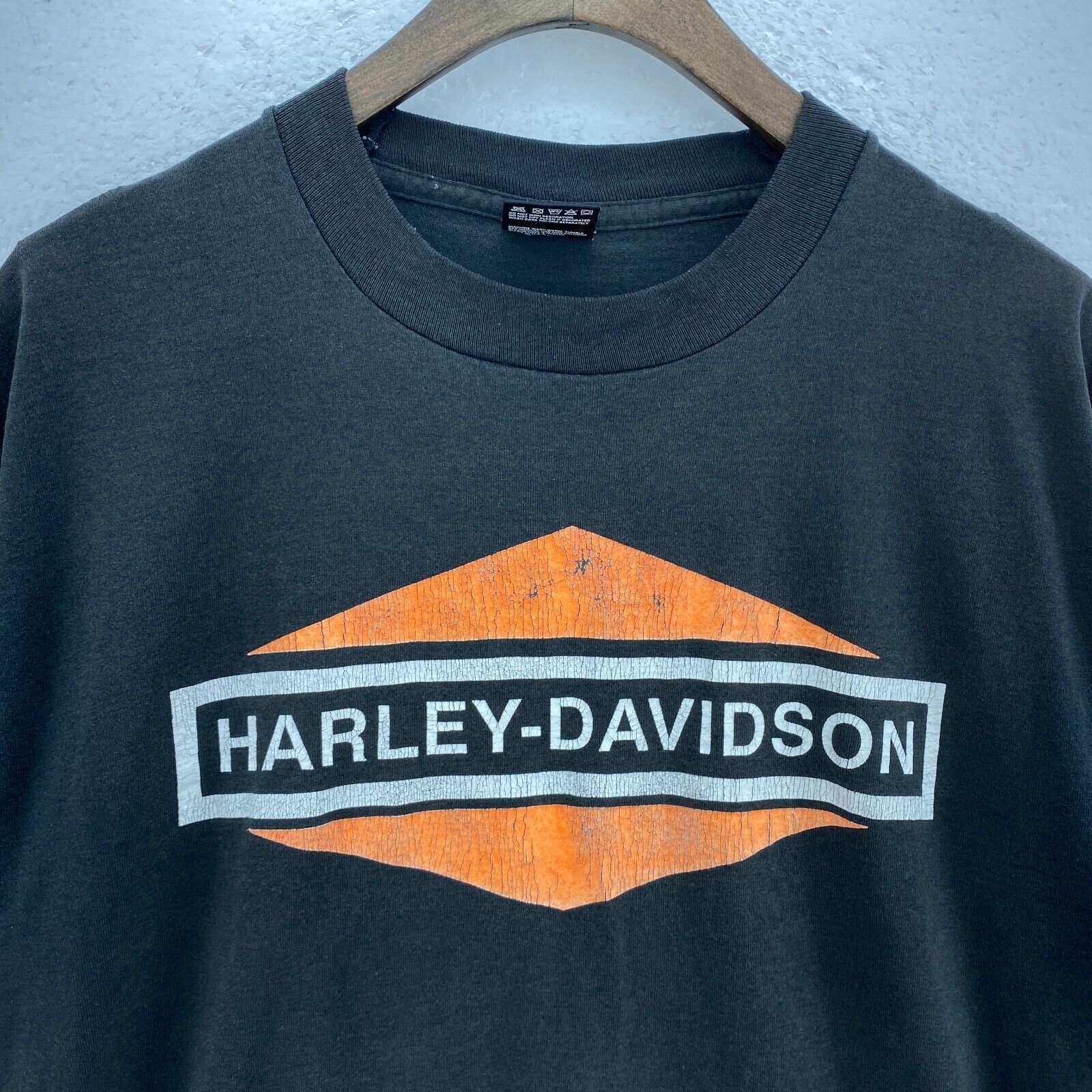 Harley Davidson Motorcycles Logo Black T-shirt Size L Single Stitch