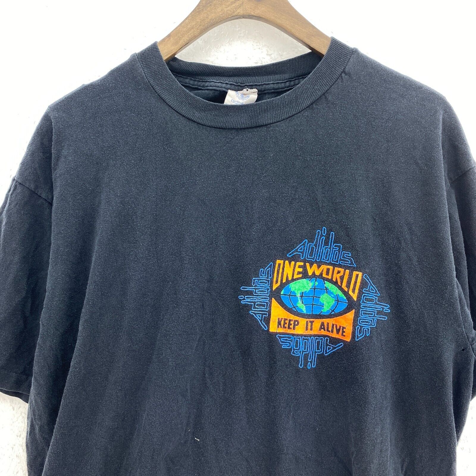 Adidas One World Keep It Alive Aware Black T-shirt Size M Single Stitch