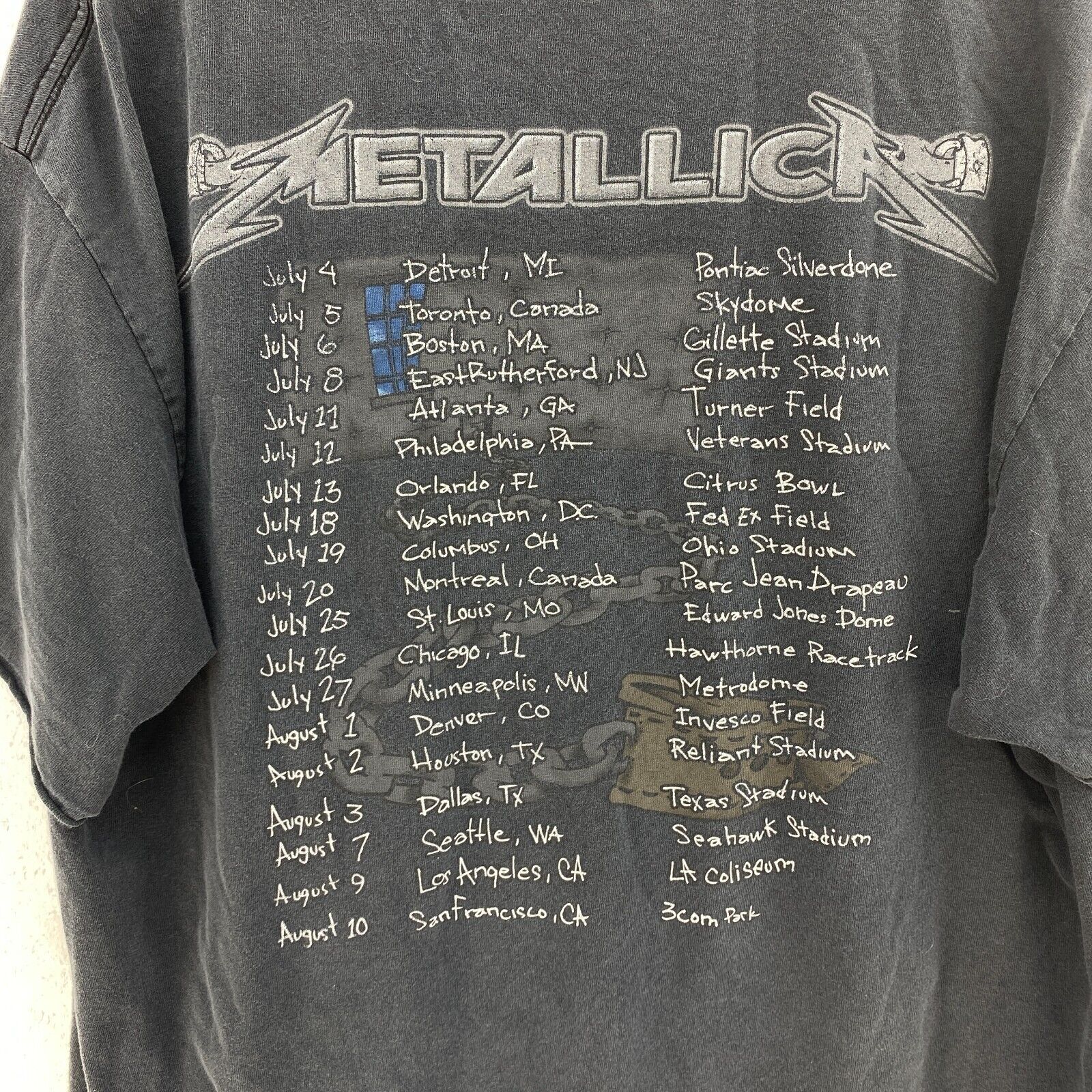 Metallica 2003 Summer Sanitarium Black T-shirt Size XL Tee Metal Band