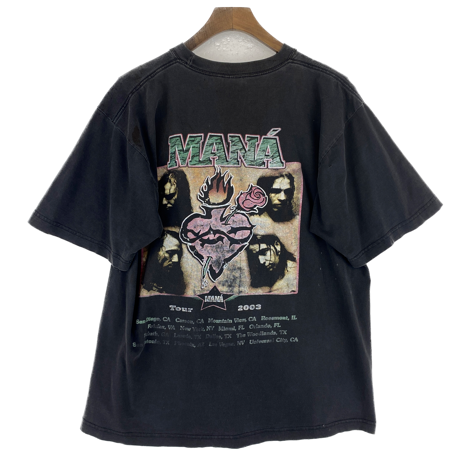Mana Tour 2003 Rap Tee Style Black Spanish Rock Band T-shirt Size M