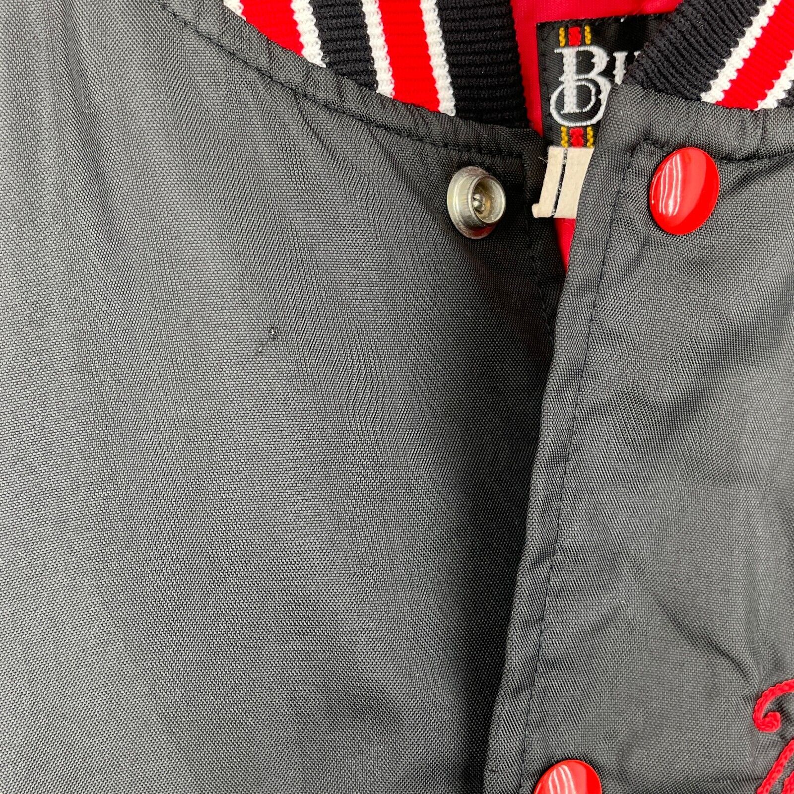 Vintage Varsity Elk River Black Bomber Snapped Jacket Size L