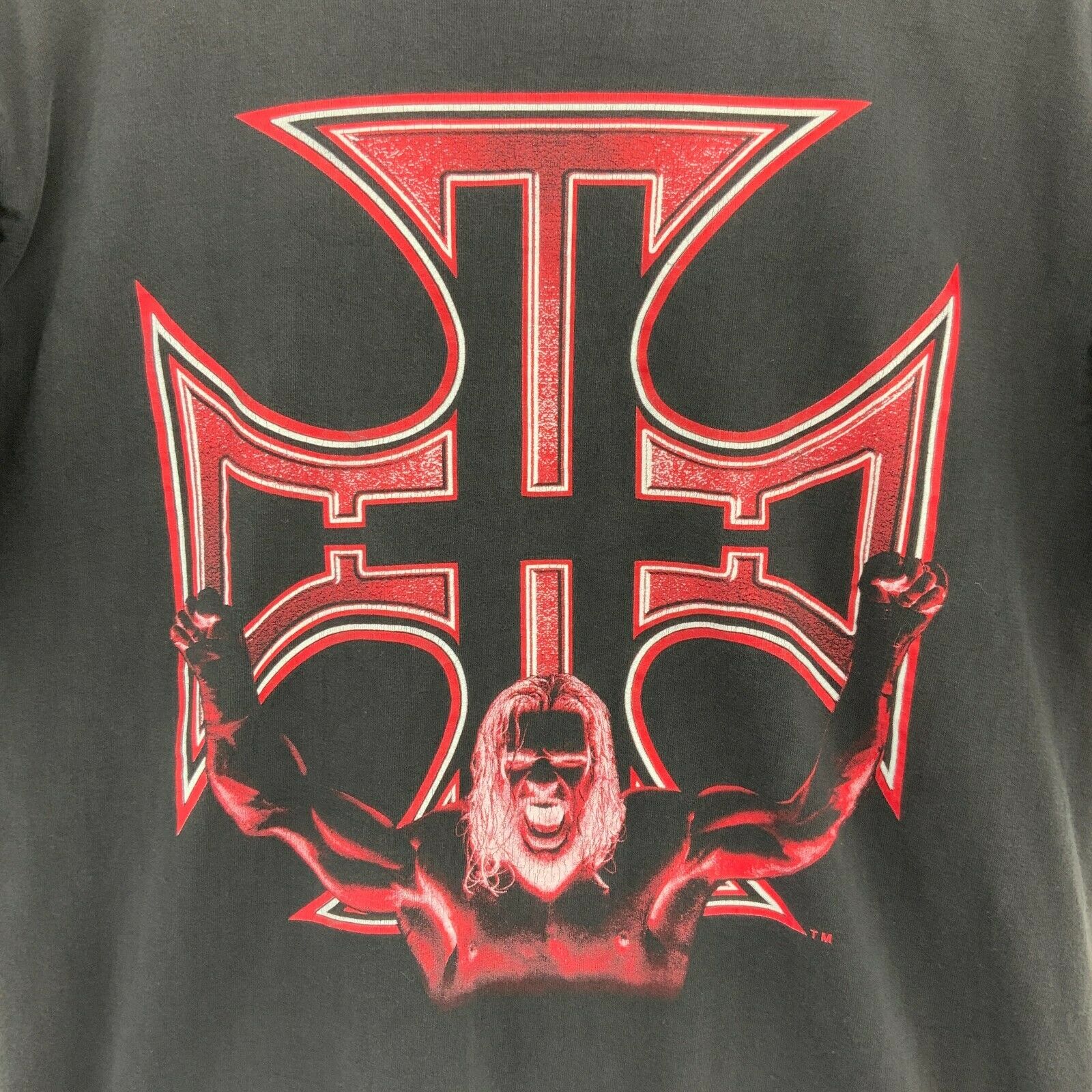 2002 Screw The Rules Cross Logo Play The Game Black T-shirt Size M WWE