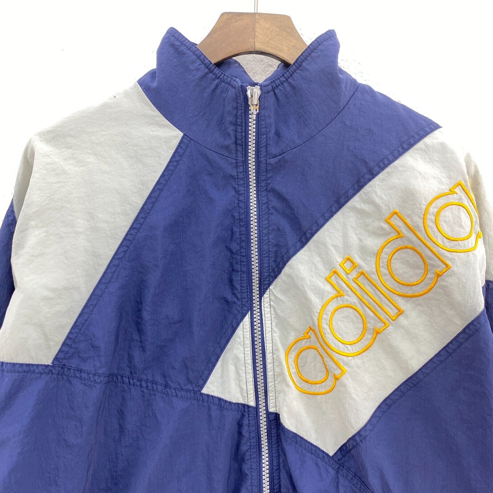 Vintage Adidas Full Zip Navy Blue Spell Out Light Jacket Size M