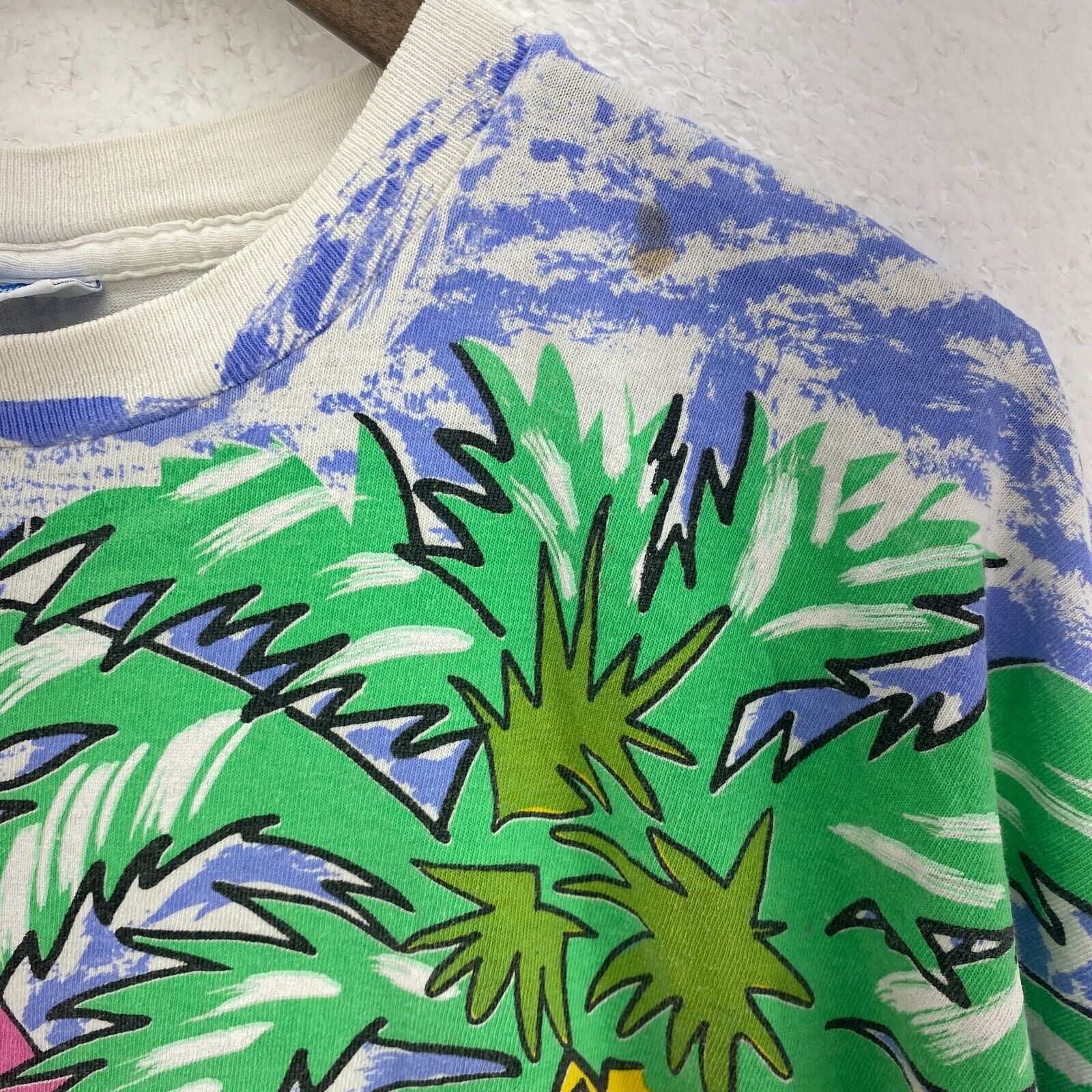 Tropical Caribbean Cancun Vacation White All Over Print T-shirt Size L