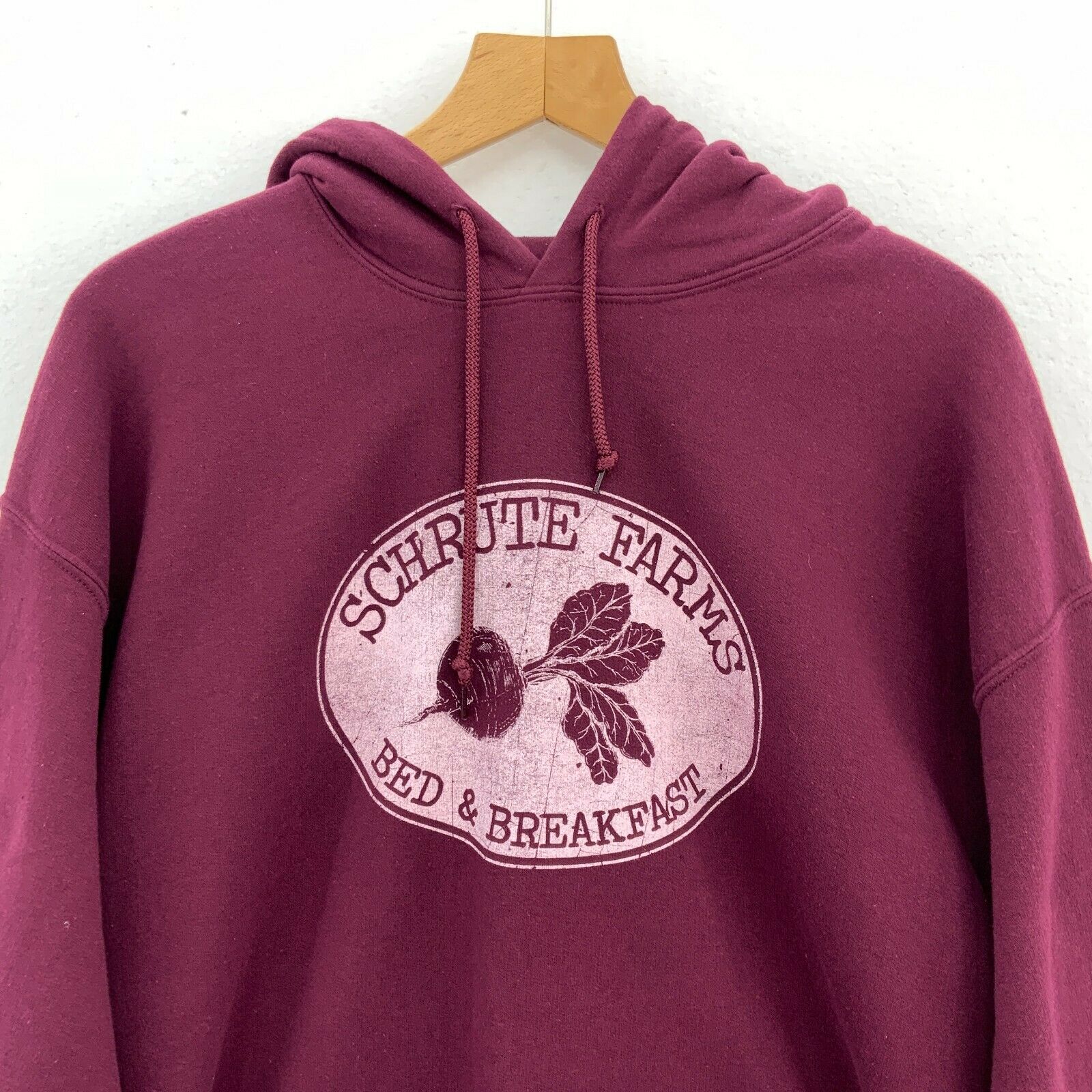 Schrute Farms Bed And Breakfast Logo Burgundy Hoodie Size L