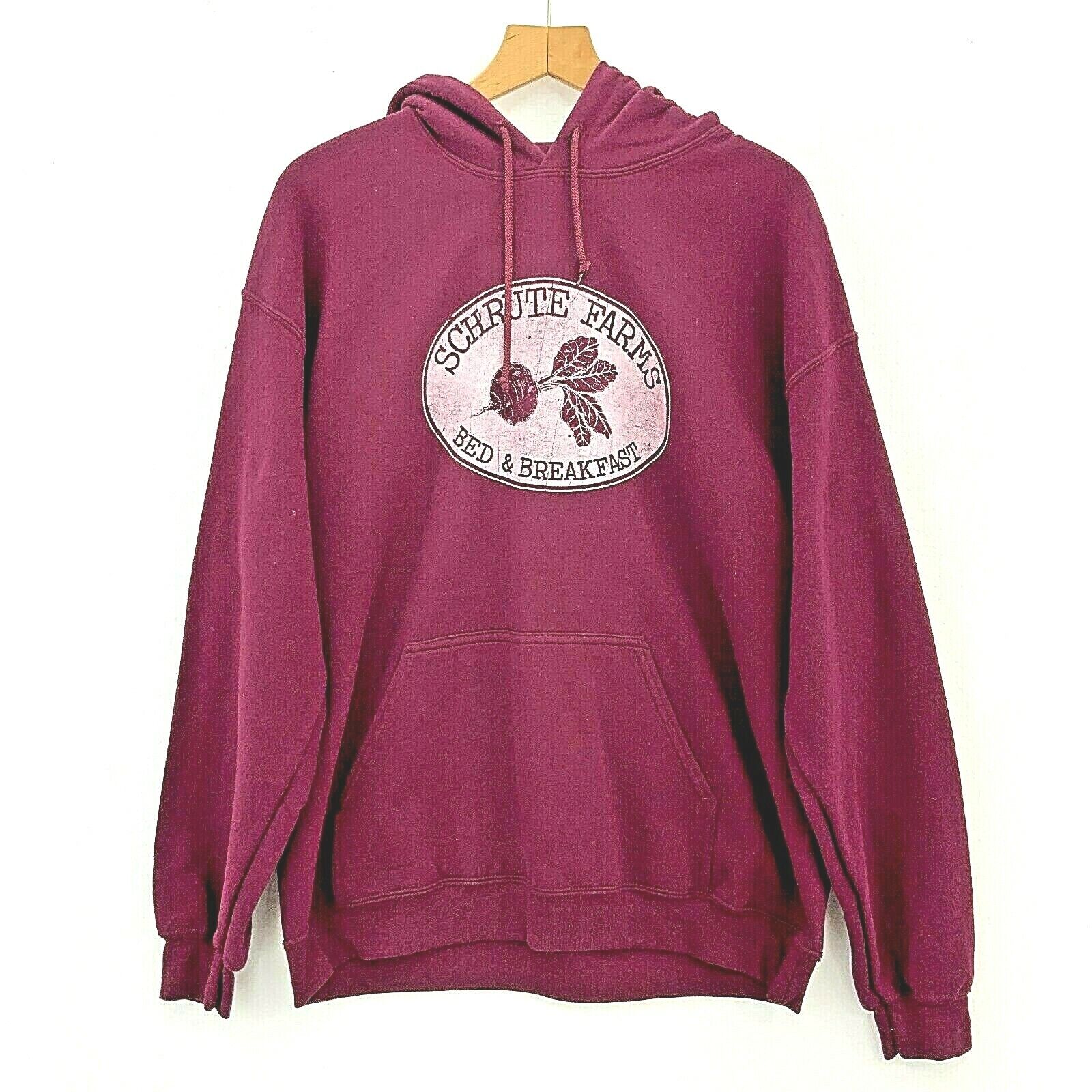 Schrute Farms Bed And Breakfast Logo Burgundy Hoodie Size L