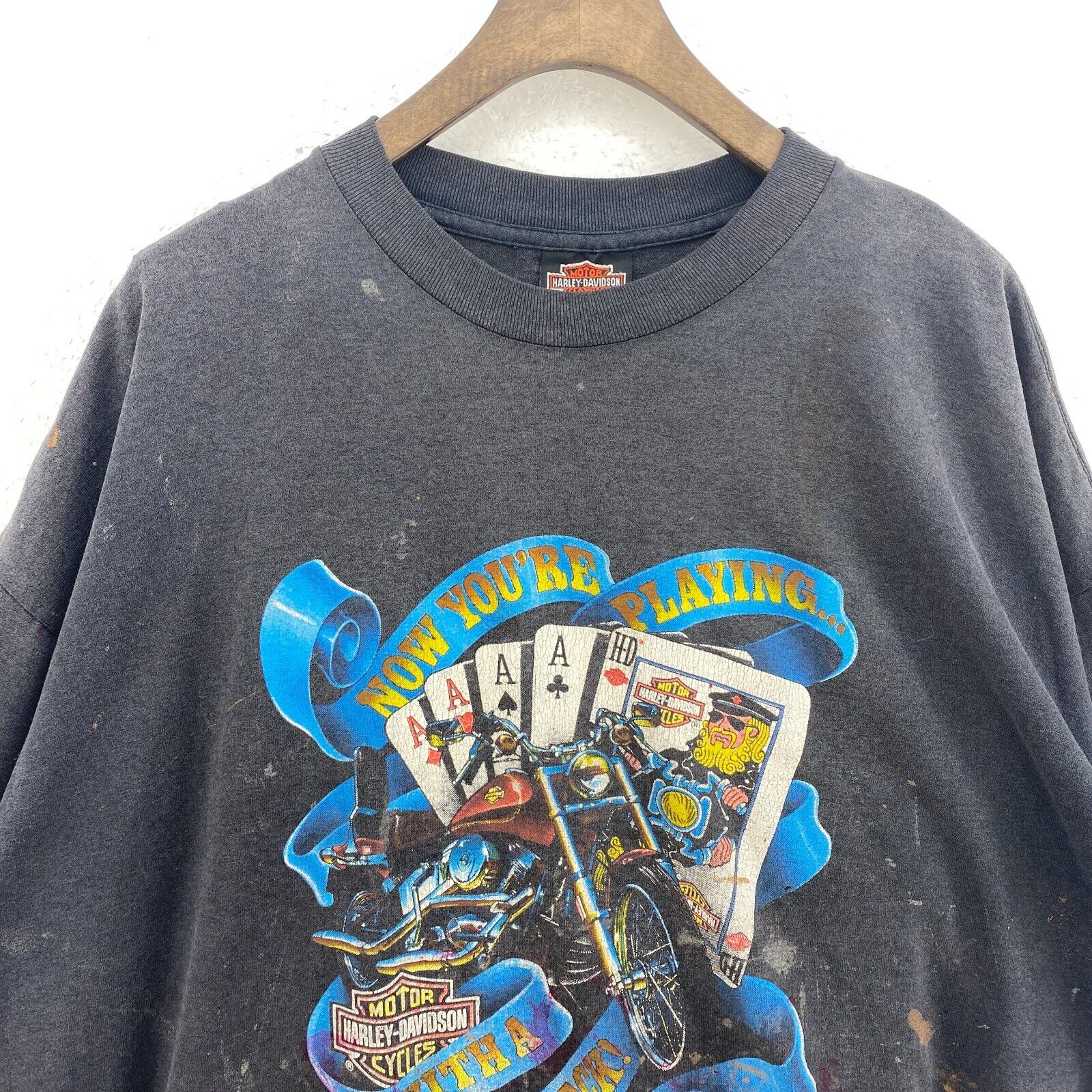 Harley Davidson Motorcycles Biker Black Now You Are Playing T-shirt Size 3XL