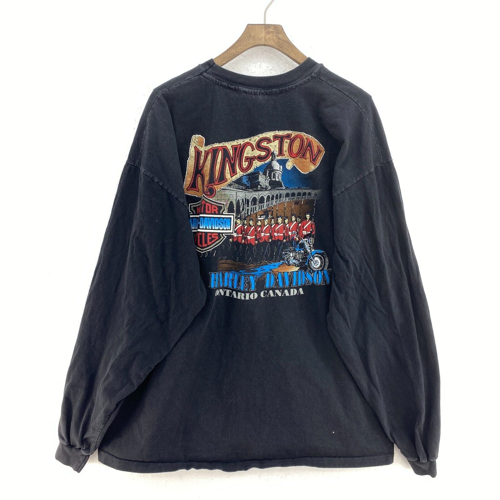 Harley Davidson Motorcycles Kingston Ontario Black Long Sleeve T-shirt Size 2XL