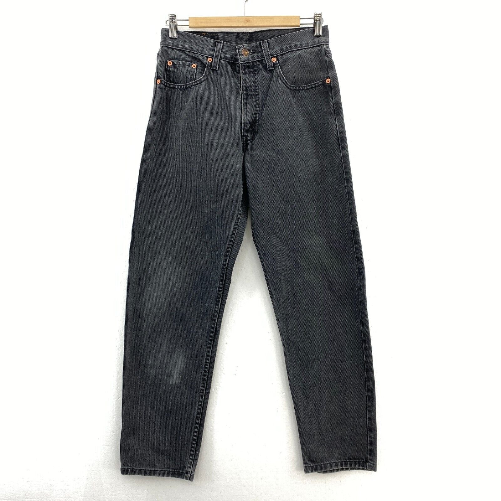 Levi's Orange Tab Medium Wash Black Denim Tapered Jeans Size 30 Women's