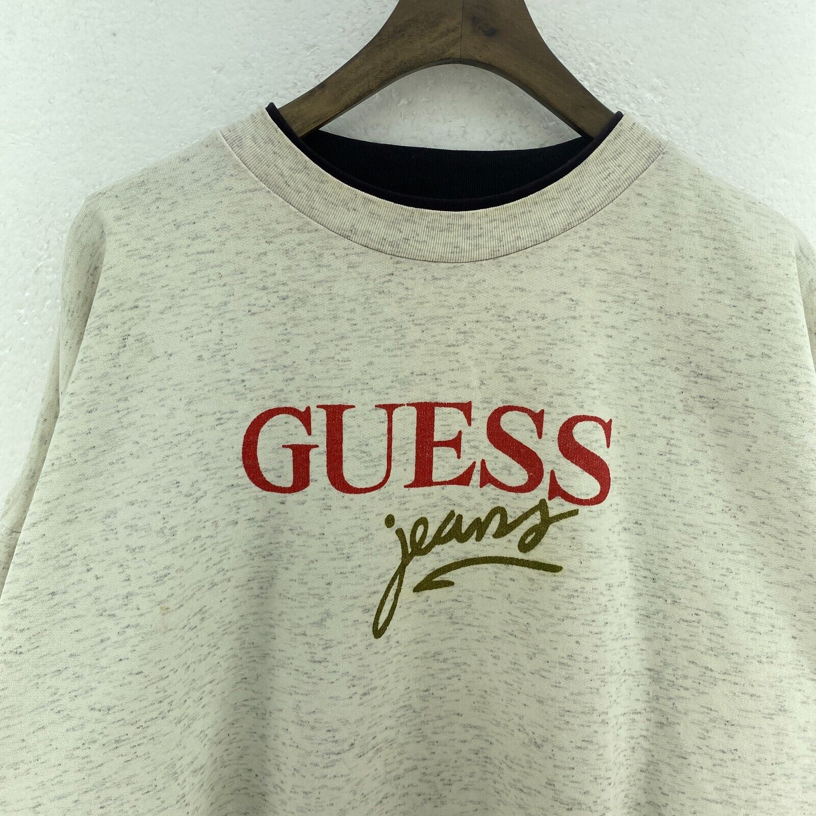 Vintage Guess Jeans Spell Out Print Sweatshirt Size L Gray Crewneck