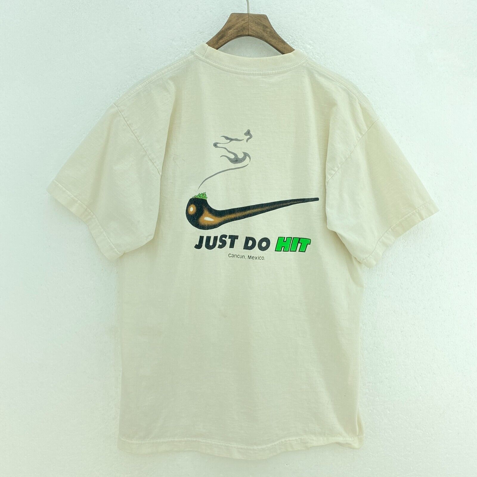 Just Do Hit Cancun Mexico Nike Logo Ivory T-shirt Size S