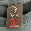 Disney Beauty and The Beast Floral Glitter Black Women's T-shirt Size S