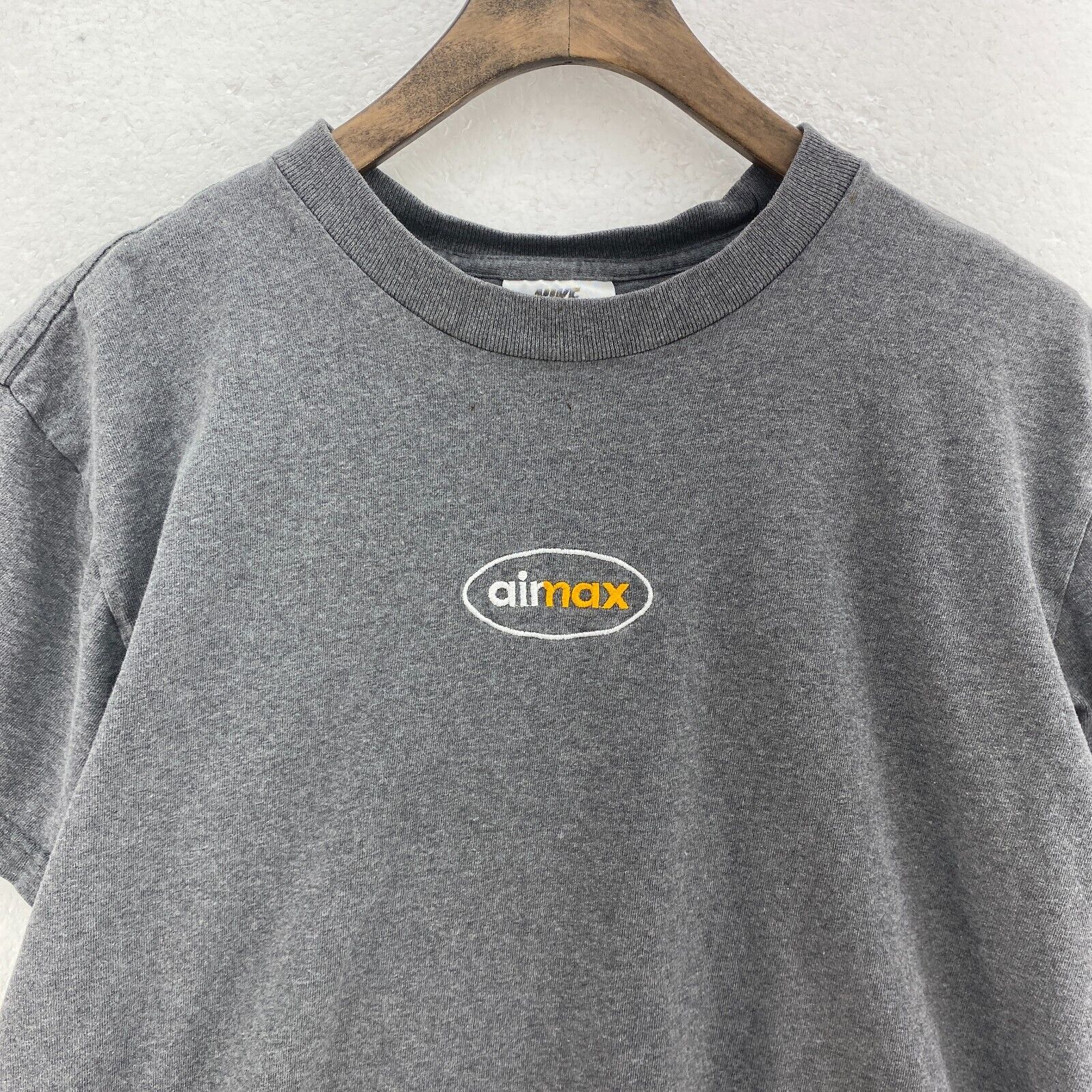Nike Logo Air Max Embroidered Gray T-shirt Size M Women's