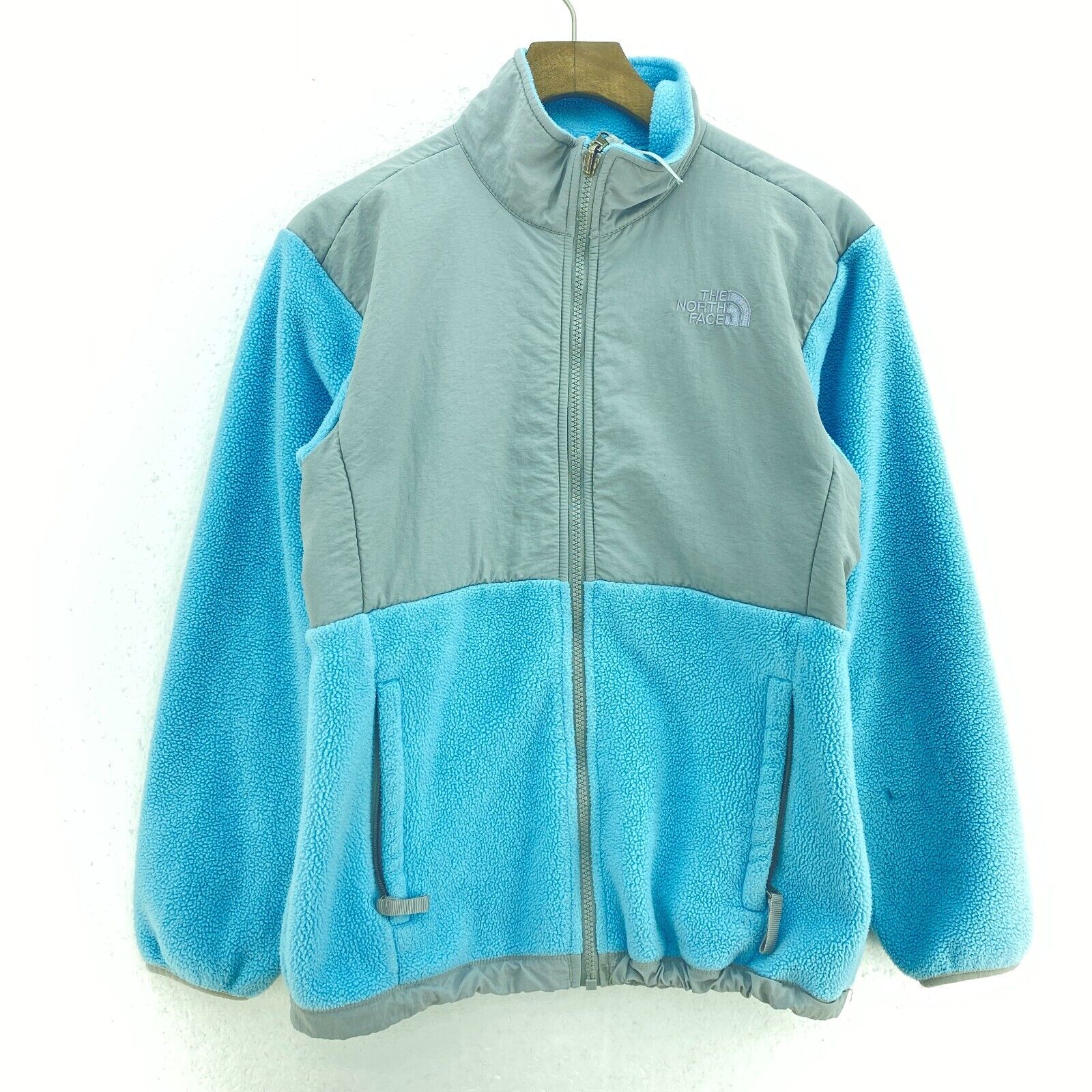Girl's The North Face Blue Fleece Zip Pockets Jacket Size L Full Zip