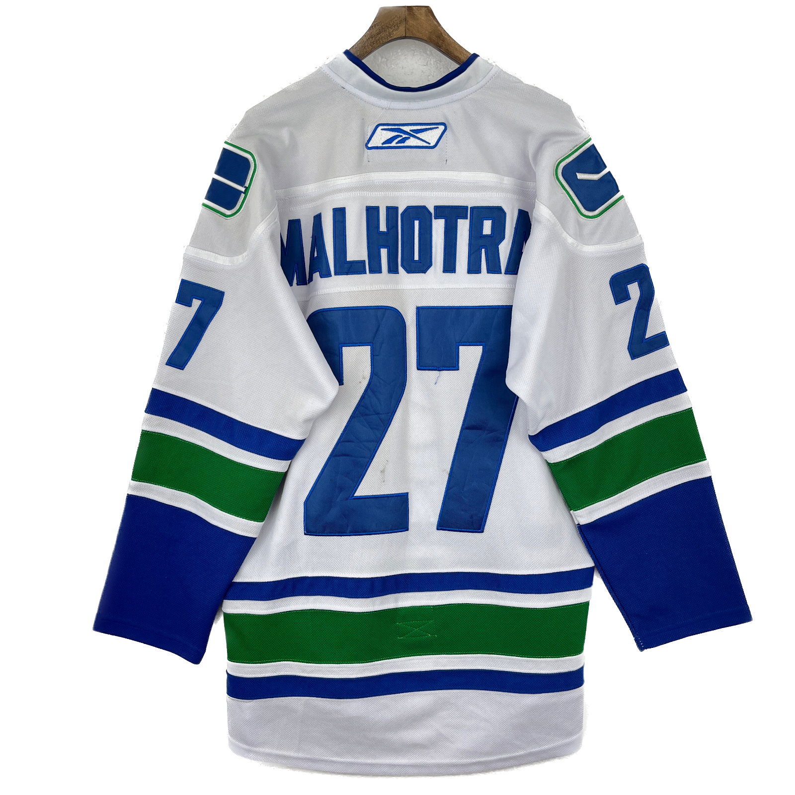 Reebok Vancouver Canucks NHL Manny Malhotra #24 Fight Strap White Jersey Size M
