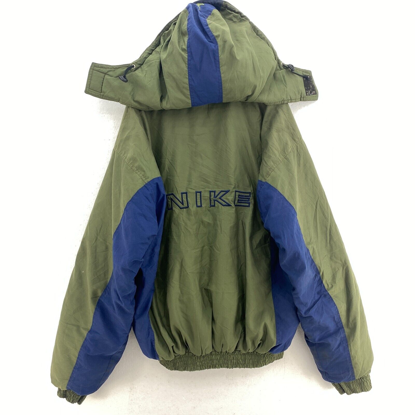 Nike Swoosh Check Embroidered Green Full Zip Hooded Insulated Jacket Size L