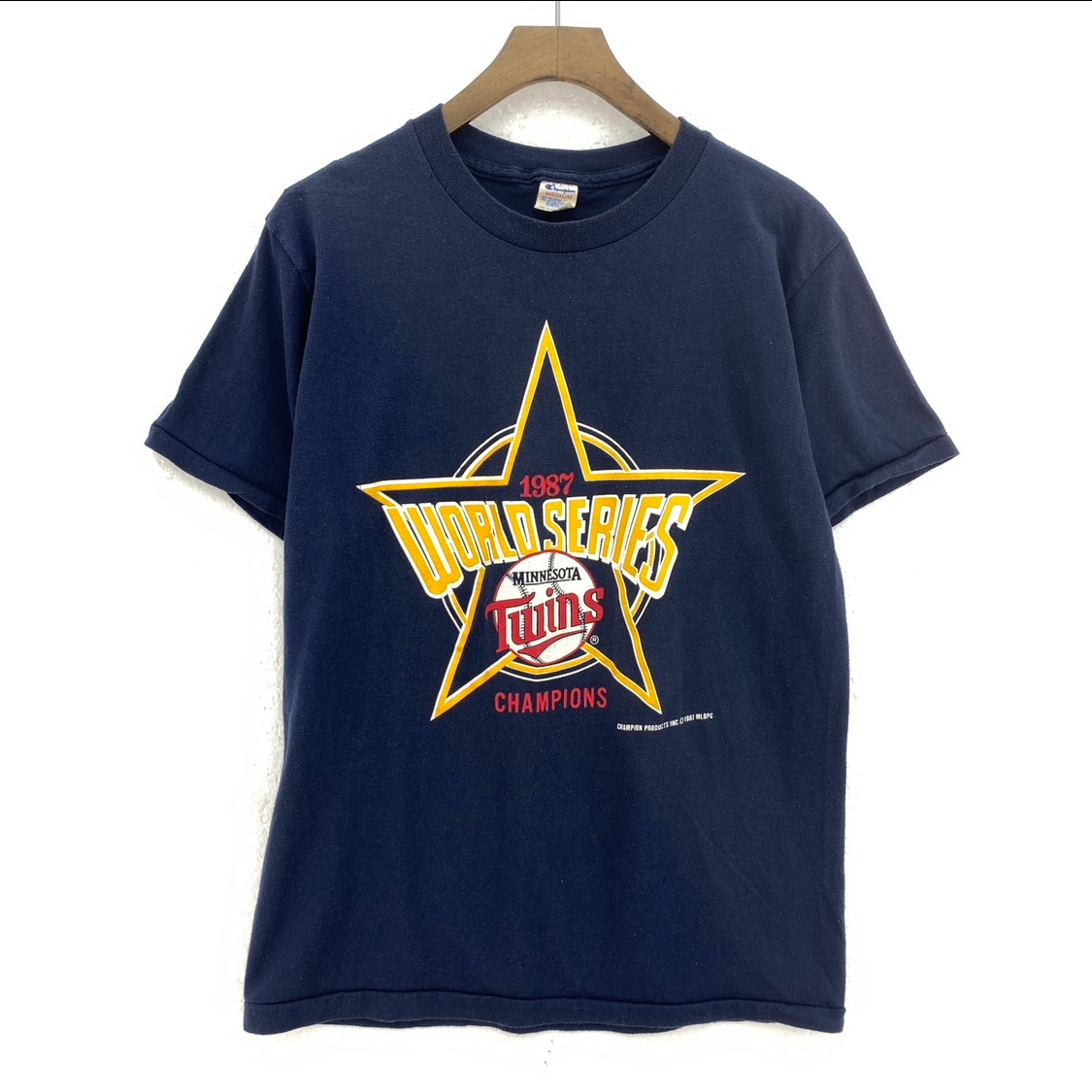 Champion Minnesota Twins 1987 MLB World Series Navy Blue T-shirt Size M