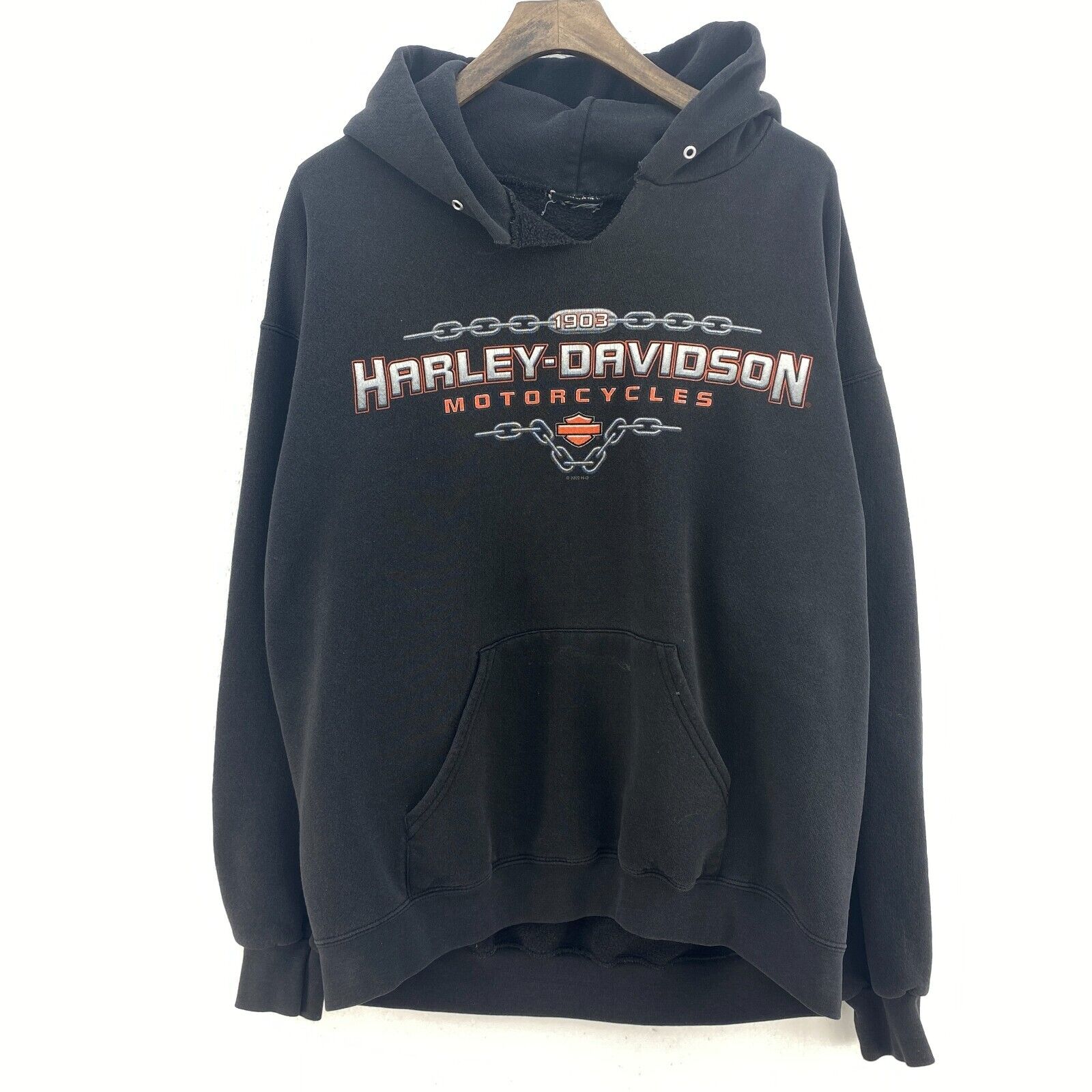 Harley Davidson Motorcycles Logo 2002 Black Hoodie Size L