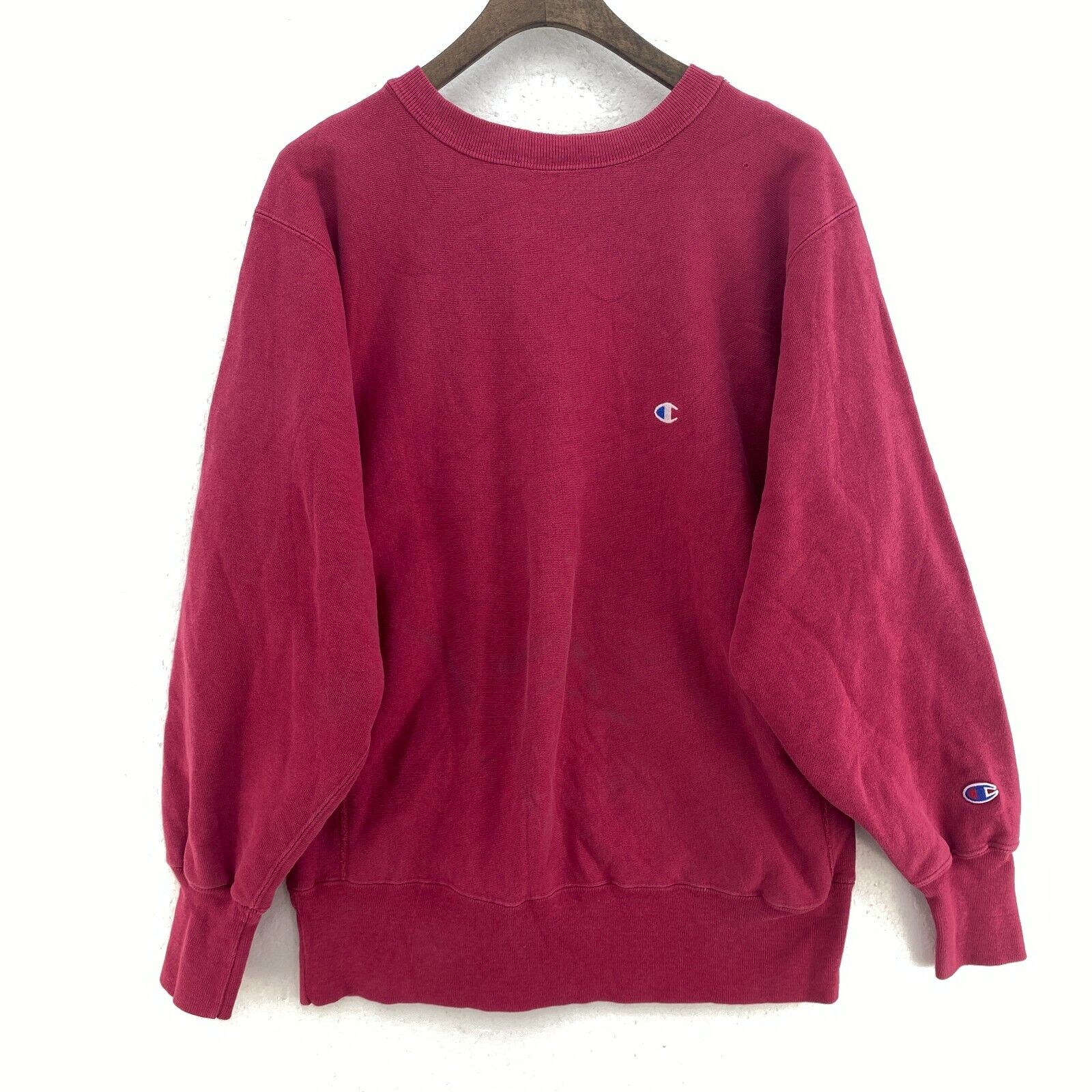 Champion Reverse Weave Embroidered Logo Red Sweatshirt Size L Crewneck