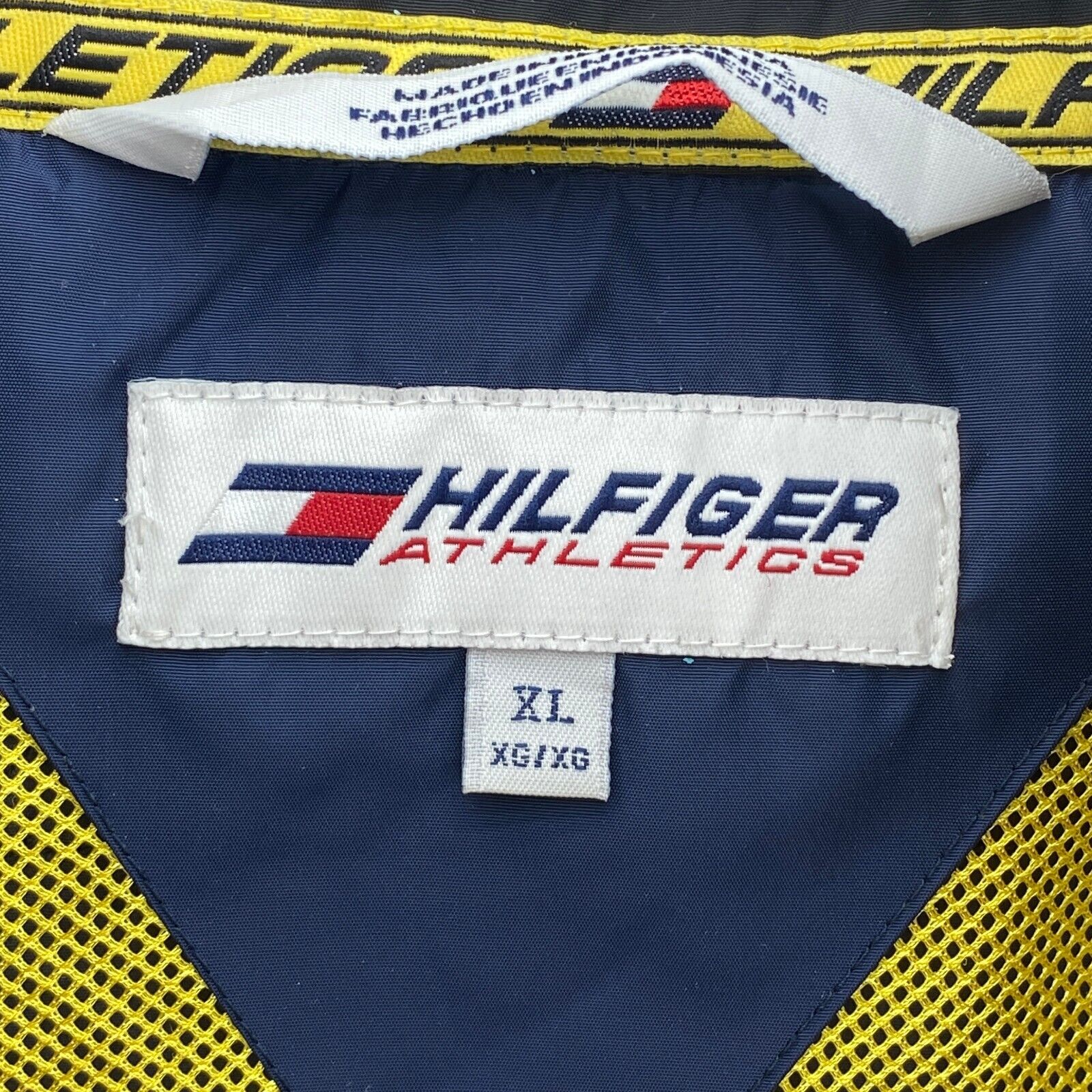 Vintage Tommy Hilfiger Full Zip Sleeve Spell Out Navy Blue Light Jacket Size XL