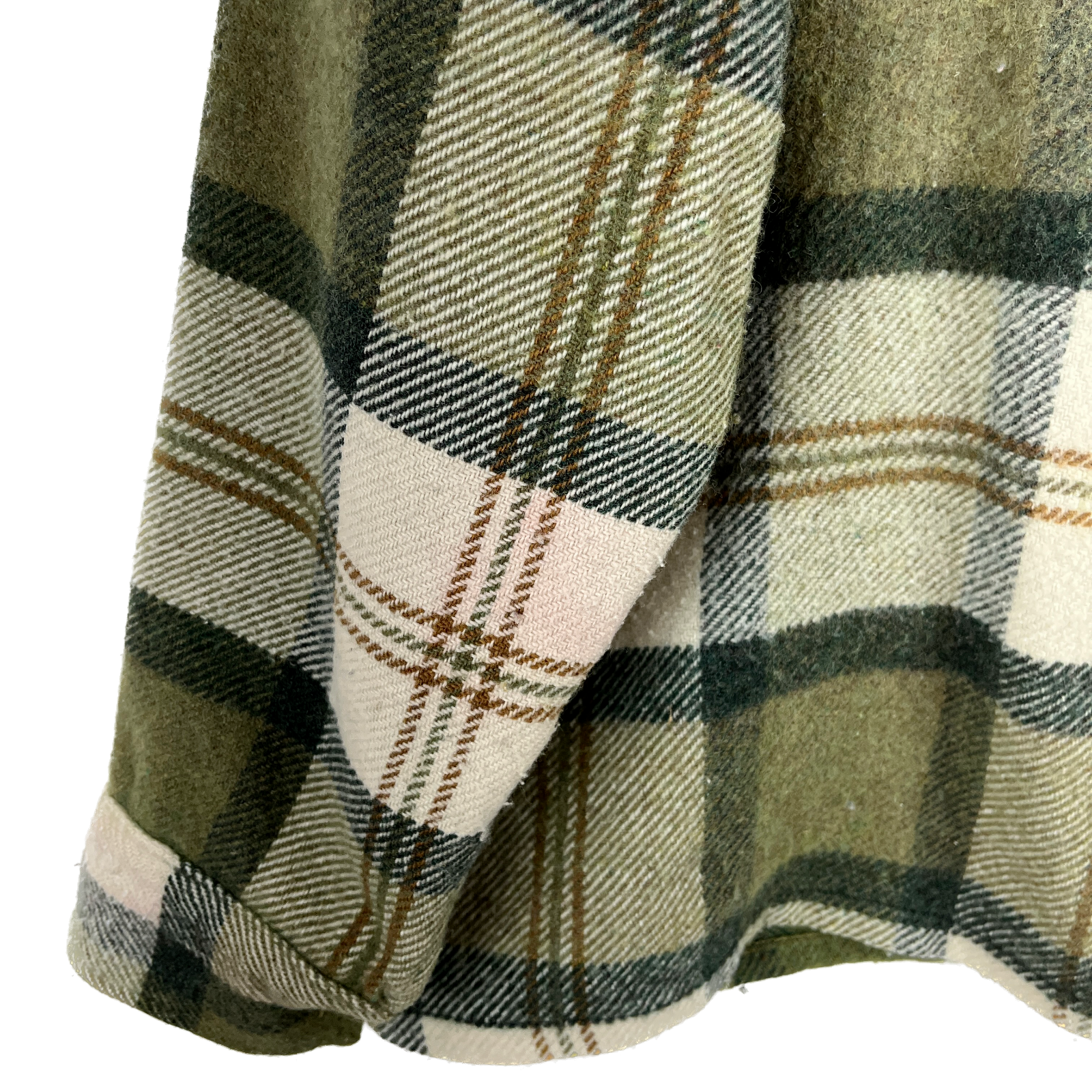 Vintage Heavyweight Button Up Double Pocket Green Checked Shirt Jacket Size S