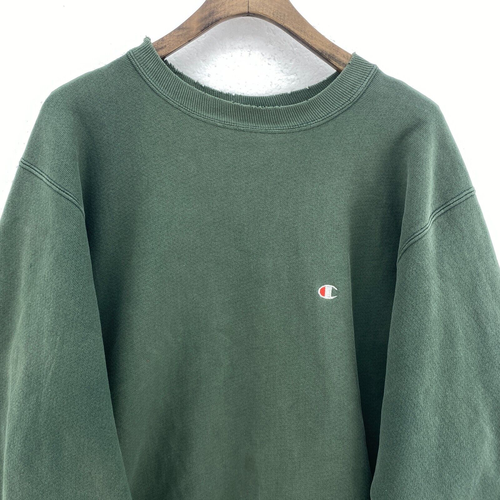 Champion Logo Green Crew Neck Green Sweatshirt Size XXL